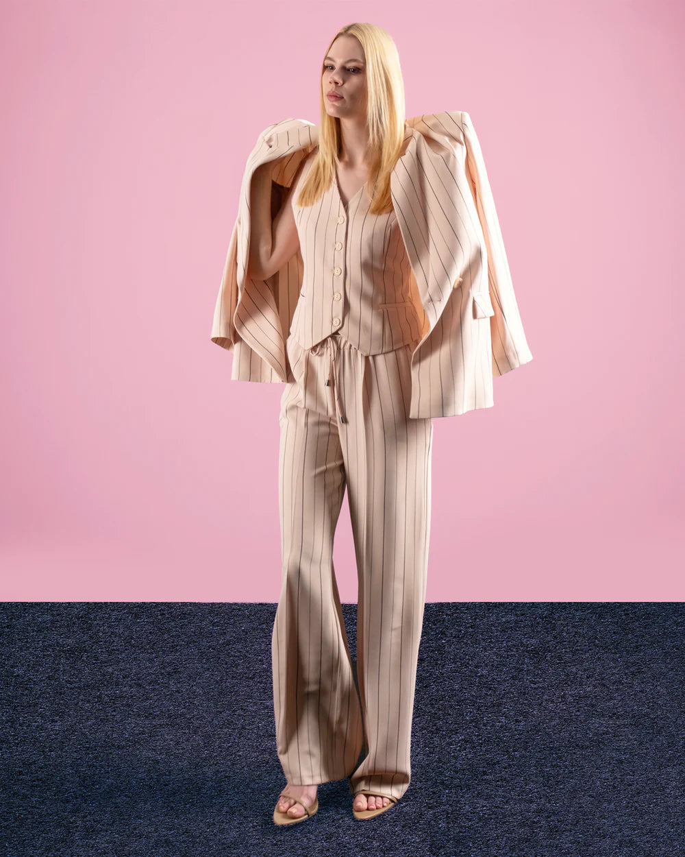 Elastic Waist Striped Trousers