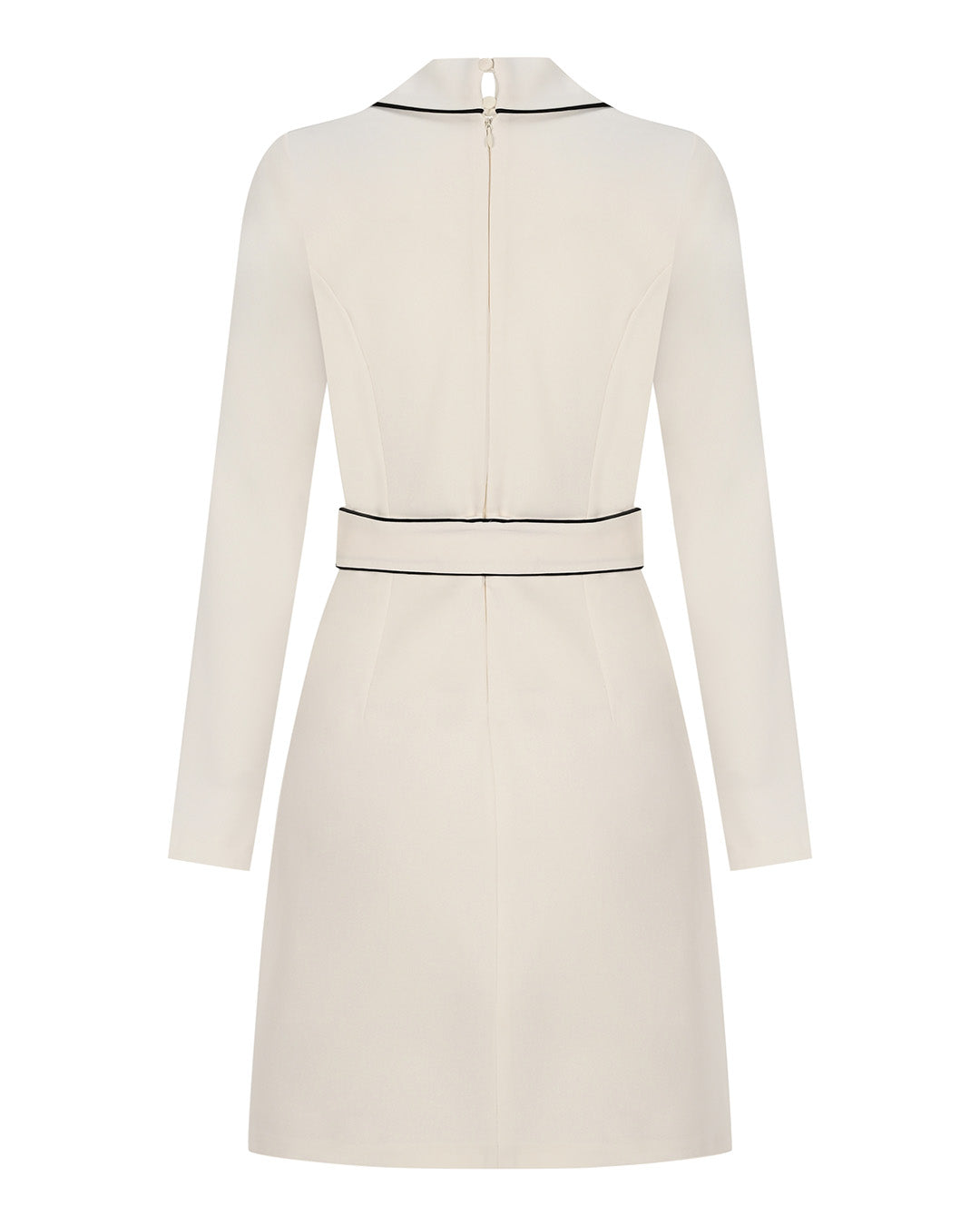 Düğme Detaylı Beli Kuşaklı Şeritli Elbise