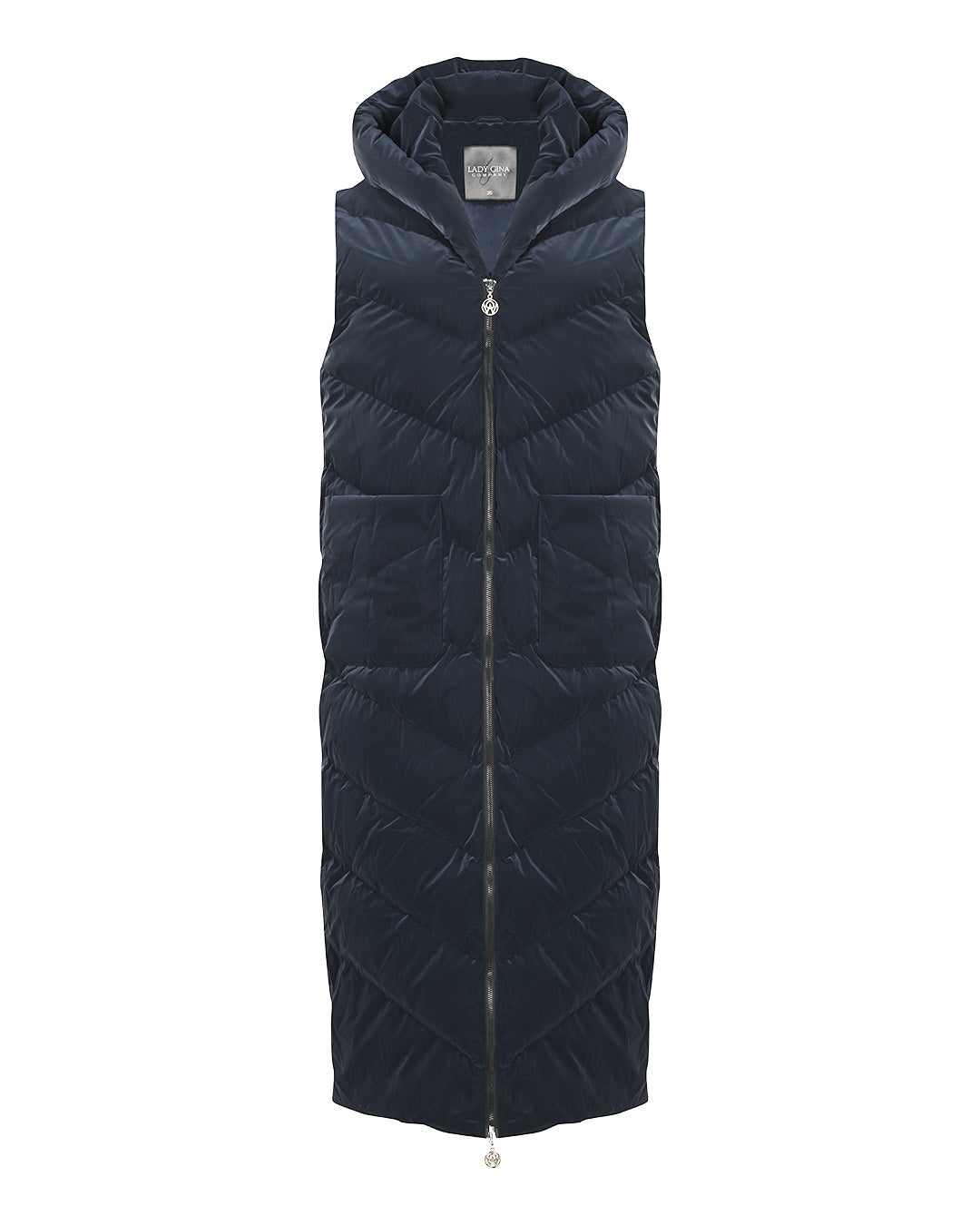 Önü Fermuarlı Kapüşonlu Uzun Şişme Yelek