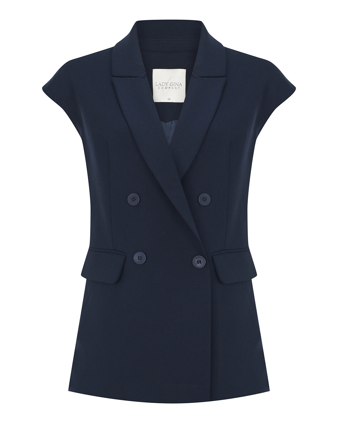 Düğme Detaylı Kruvaze Yaka Yelek - Etek Takım