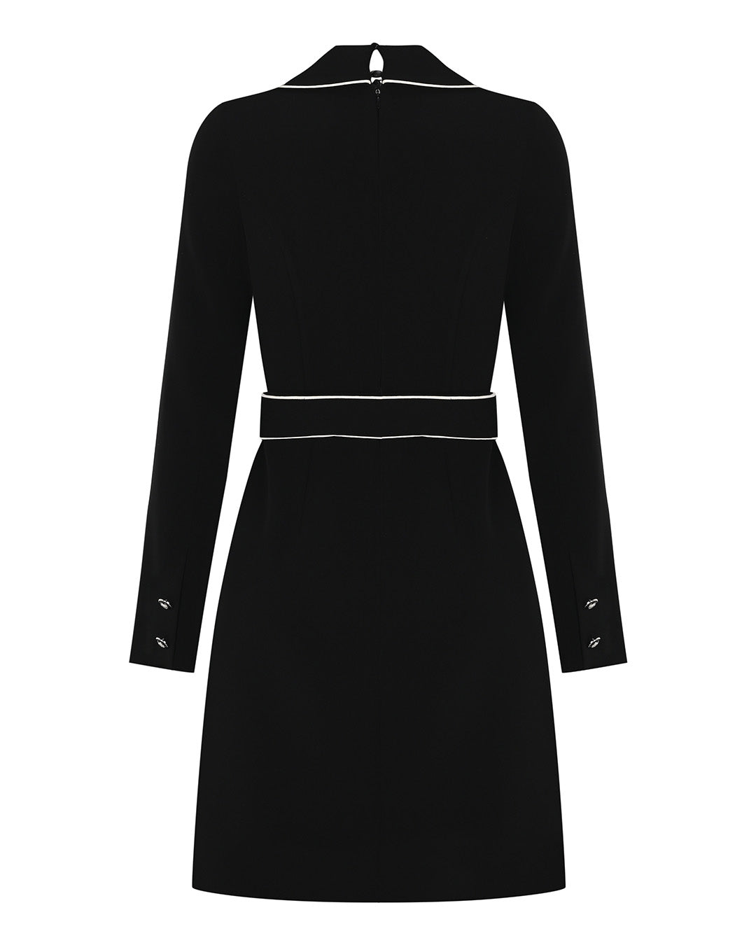 Düğme Detaylı Beli Kuşaklı Şeritli Elbise