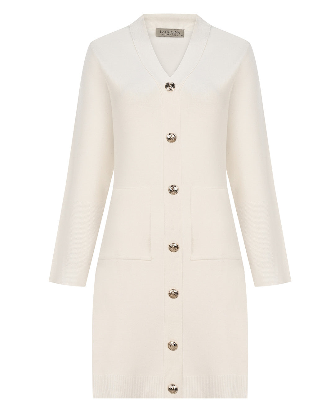 Düğme Detaylı Triko Elbise