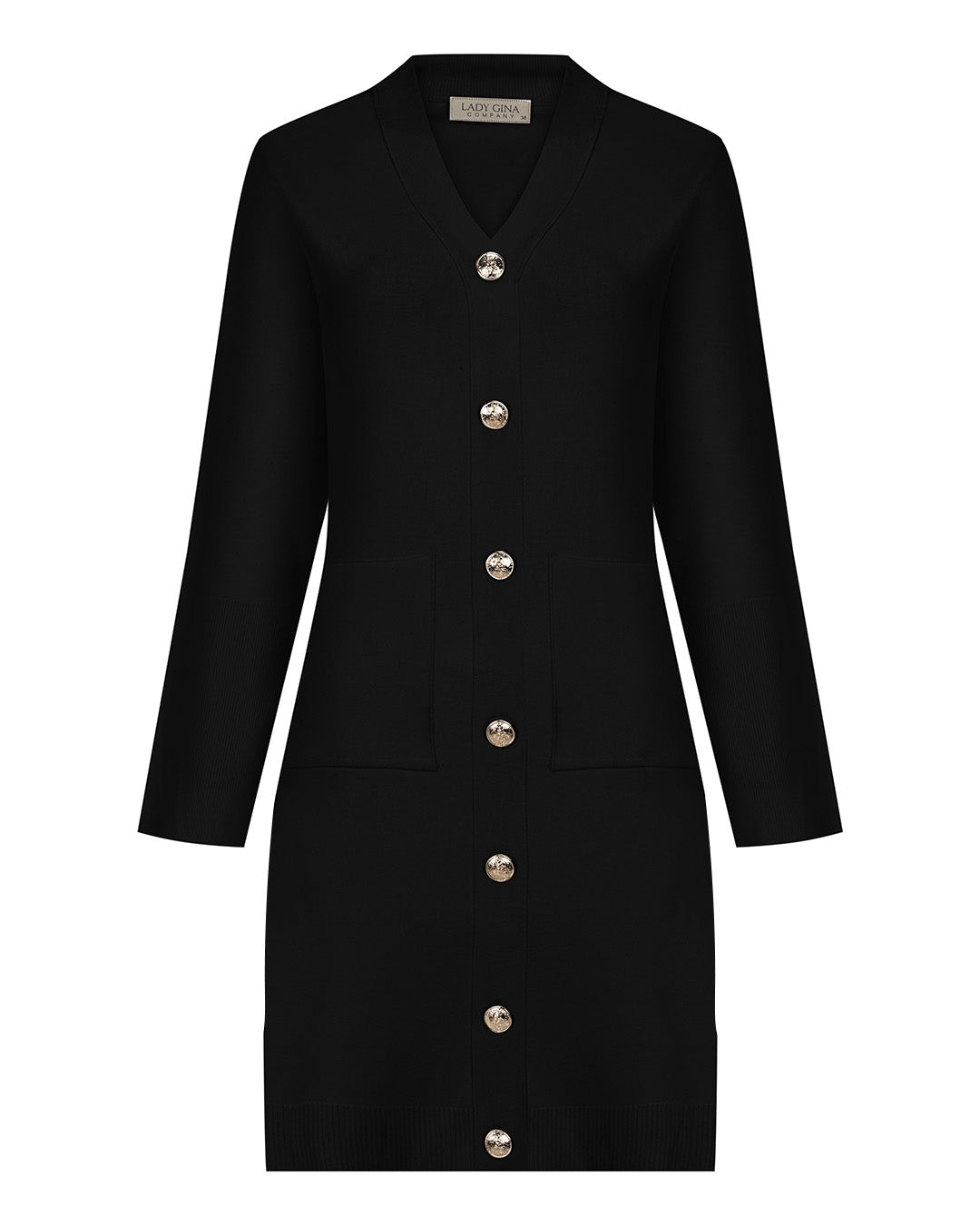 Düğme Detaylı Triko Elbise