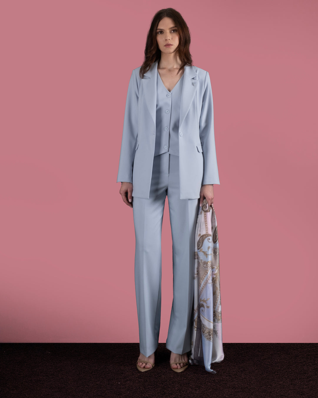 Single Button Front Jacket - Vest - Trousers (Triple) Suit