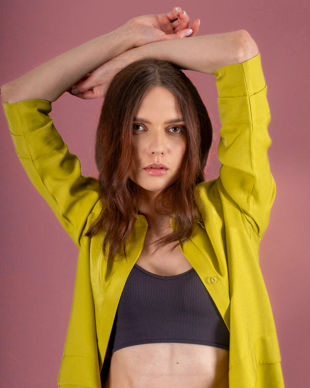 Gömlek Yaka Önü Patlı Düğmeli Bluz-Pantolon Takım