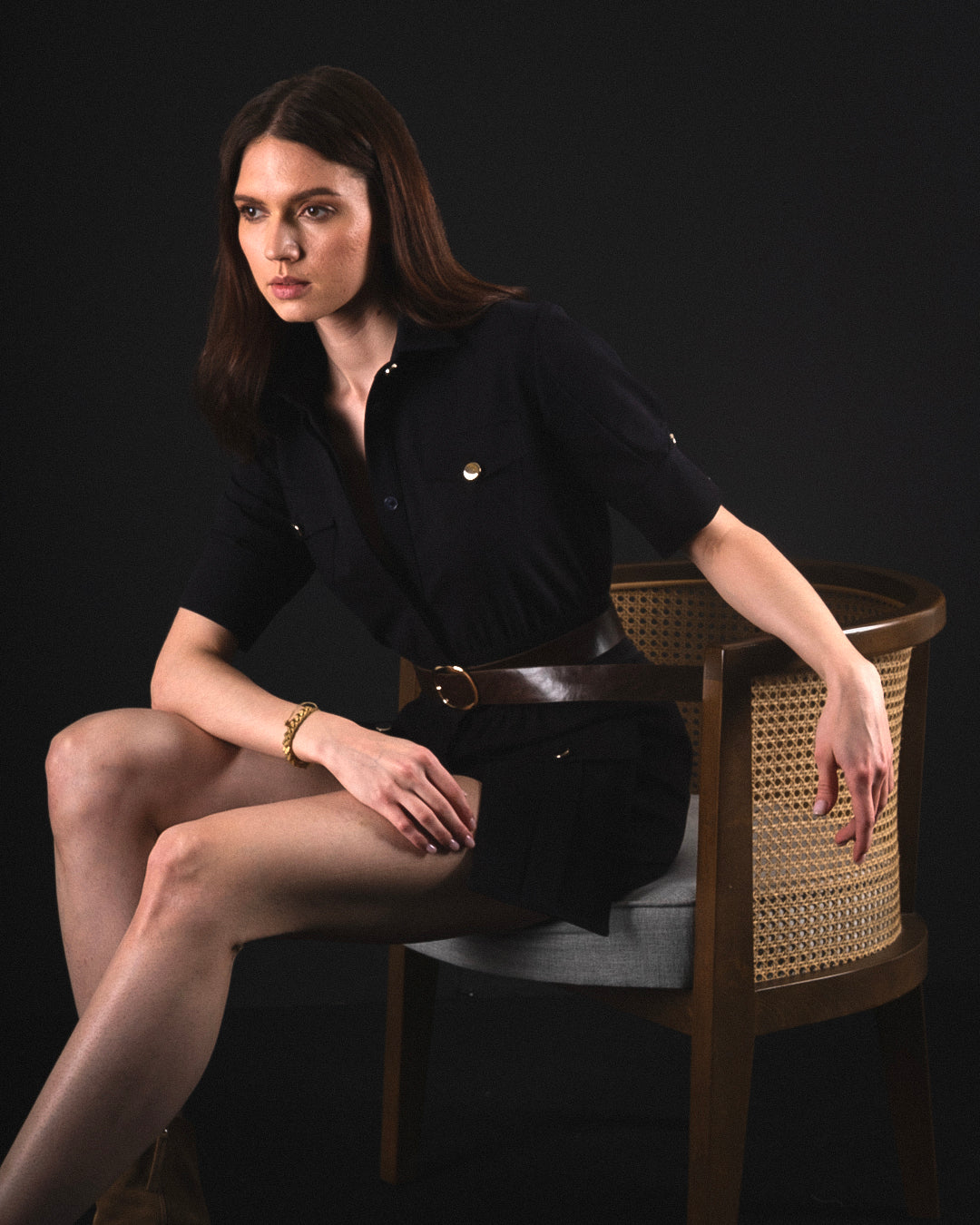 Gömlek Yaka Düğme Detaylı Tulum