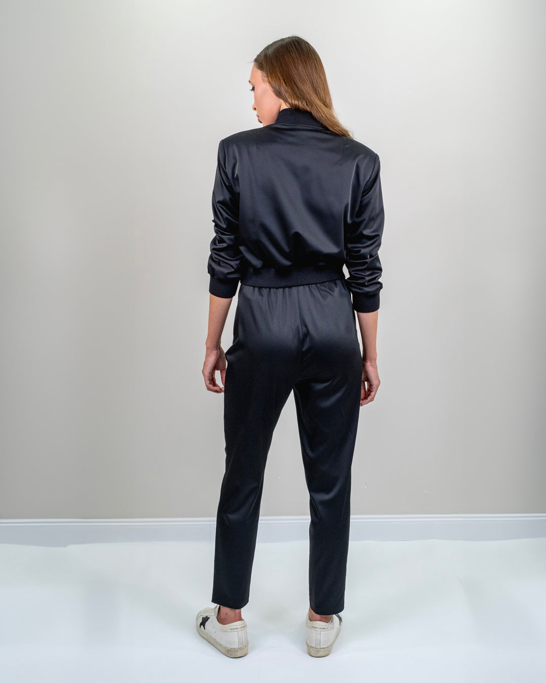 Snap Fastener on the Front and Elastic Waist Jacket - Trousers Sports Suit