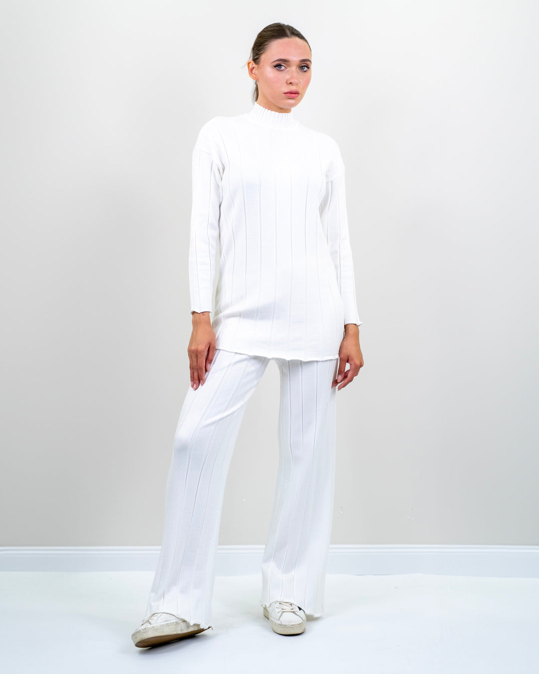 Half Turtleneck Knitwear Sweater - Trouser Set