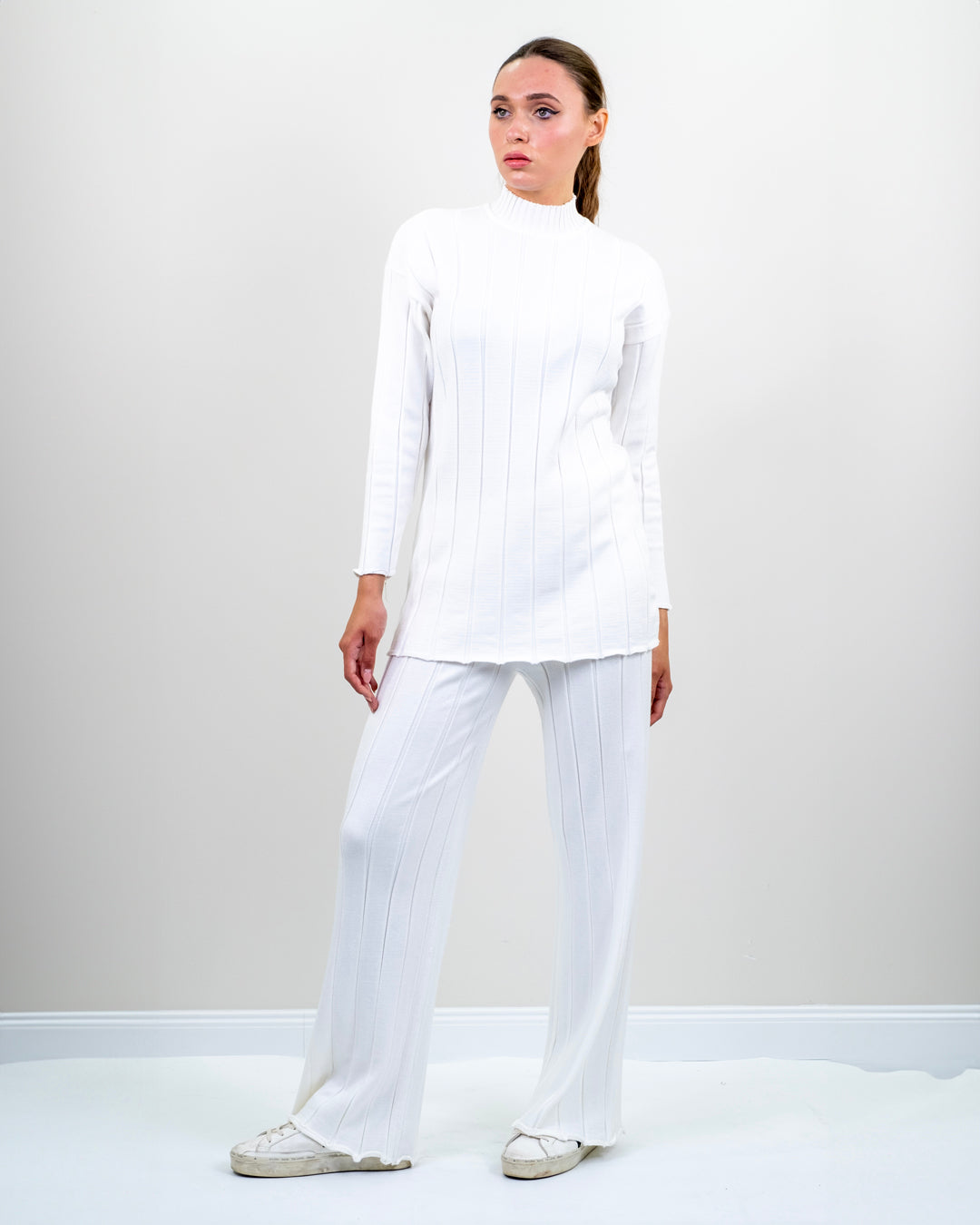 Half Turtleneck Knitwear Sweater - Trouser Set