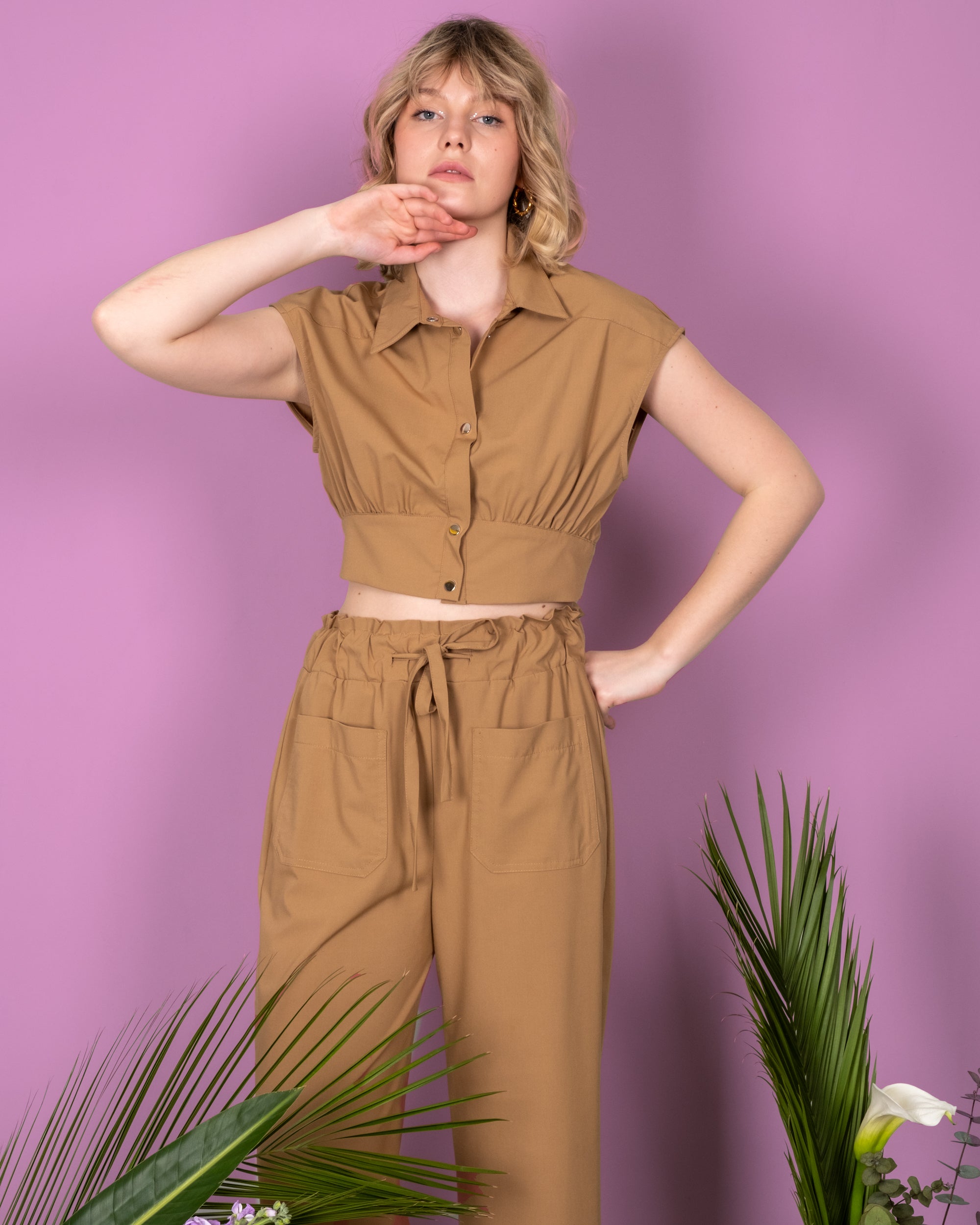 Safari Group Cropped Shirt - Pants Set
