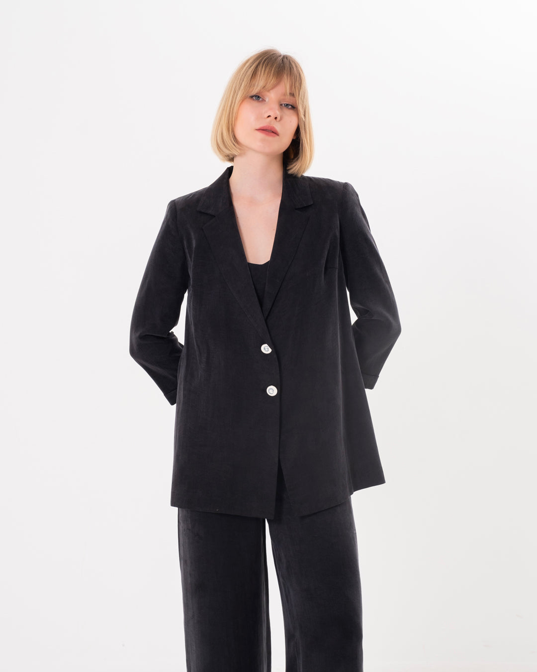 Kuşaklı Ceket-Atlet-Beli Lastikli Pantolon Takım