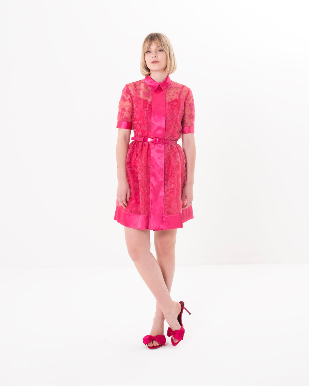 Gömlek Yaka İçi Astarlı Kısa Kol Elbise