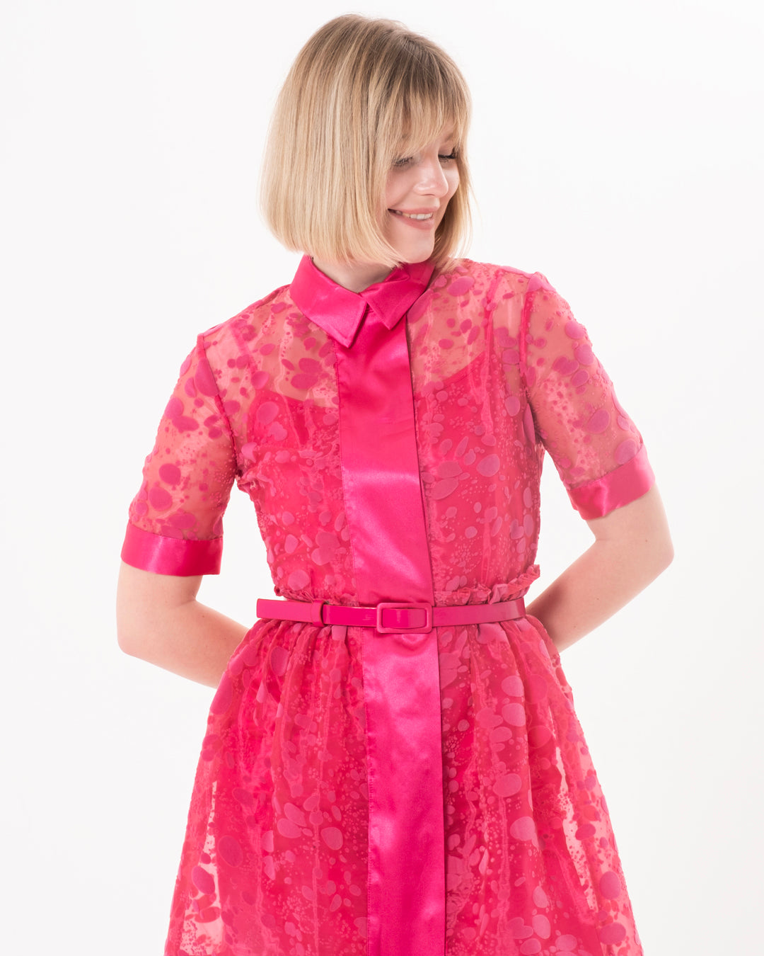 Gömlek Yaka İçi Astarlı Kısa Kol Elbise