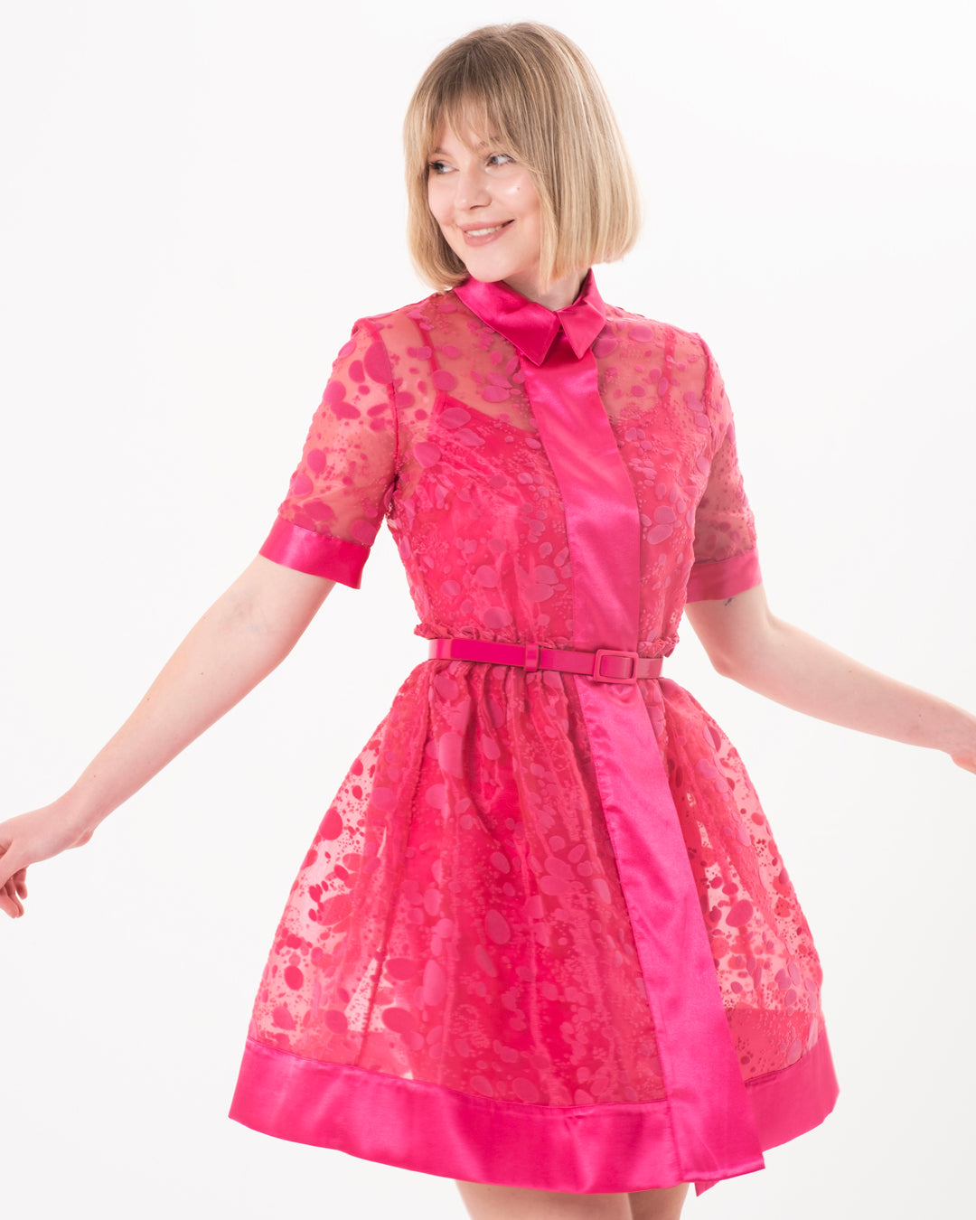 Gömlek Yaka İçi Astarlı Kısa Kol Elbise