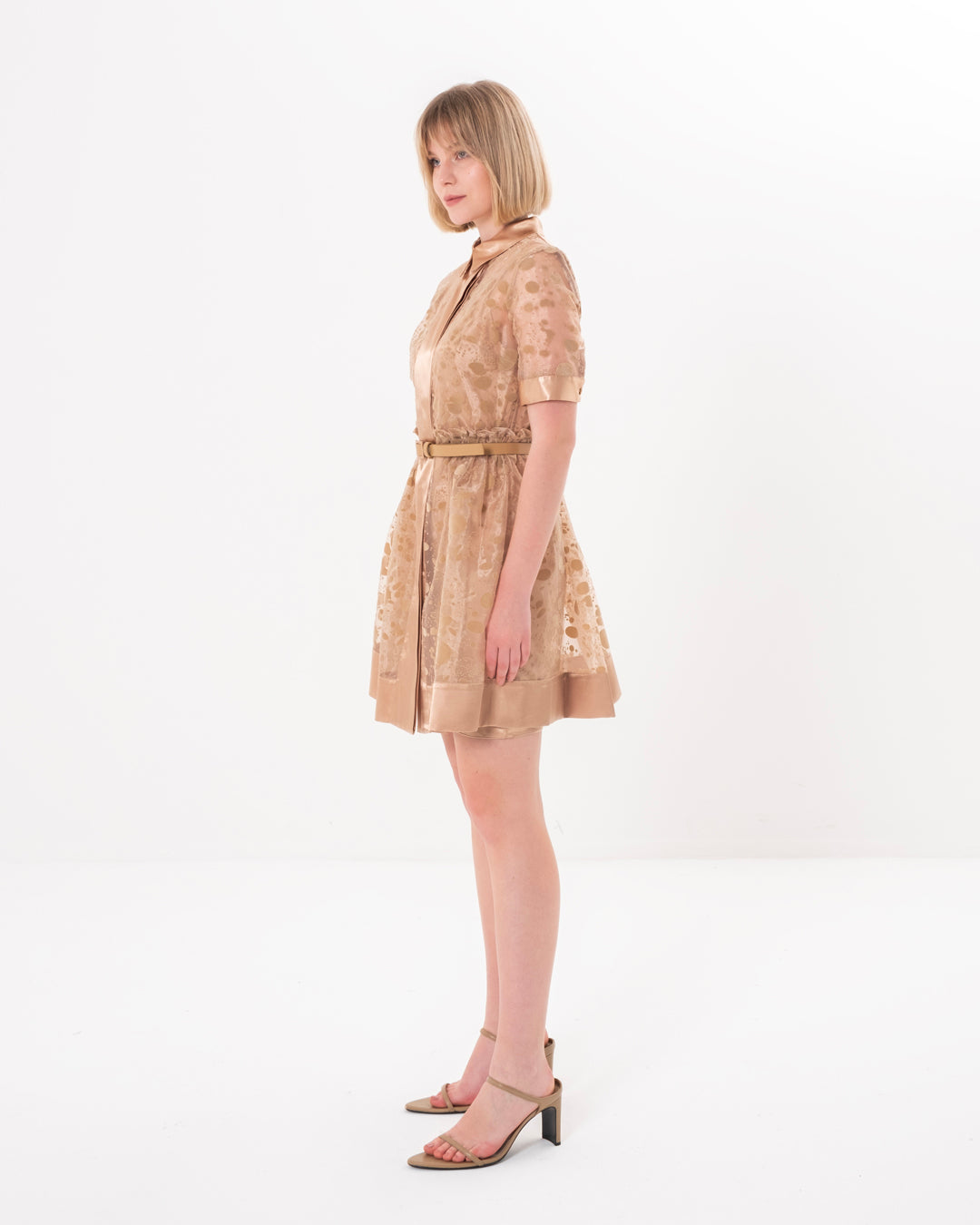 Gömlek Yaka İçi Astarlı Kısa Kol Elbise