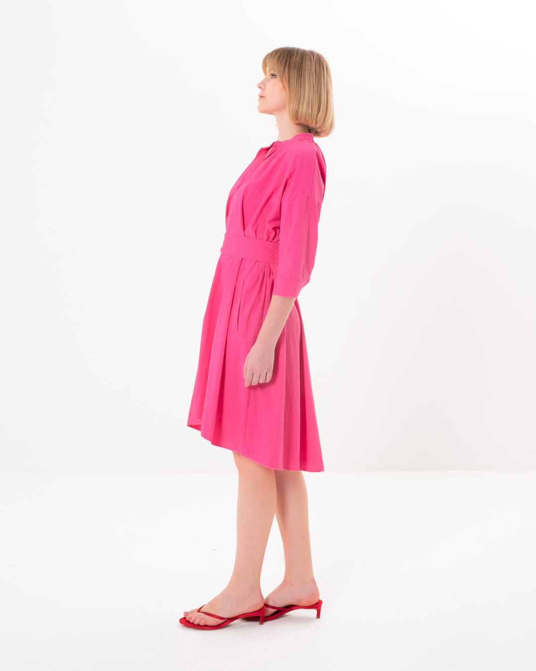 Button-Front Belted Dress