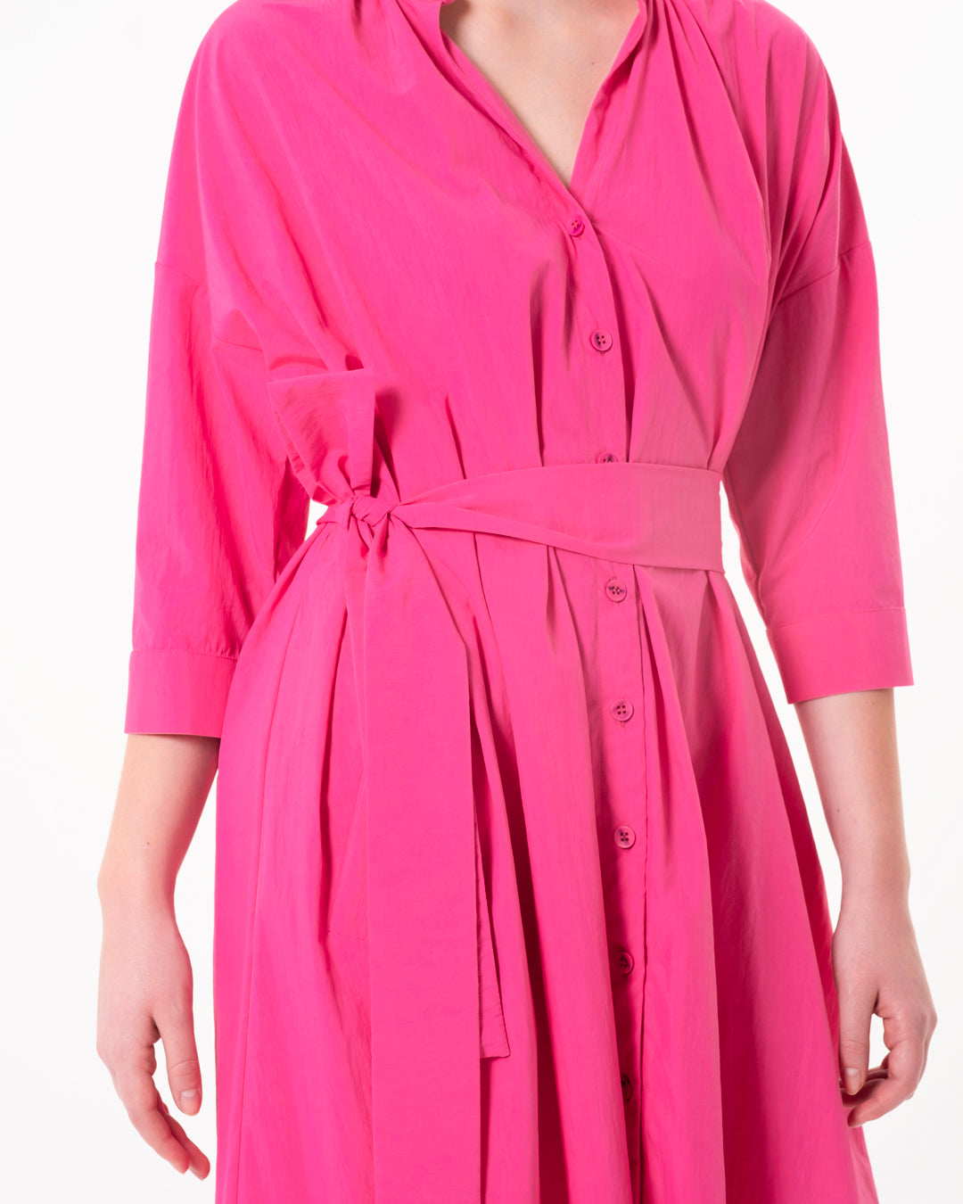 Button-Front Belted Dress