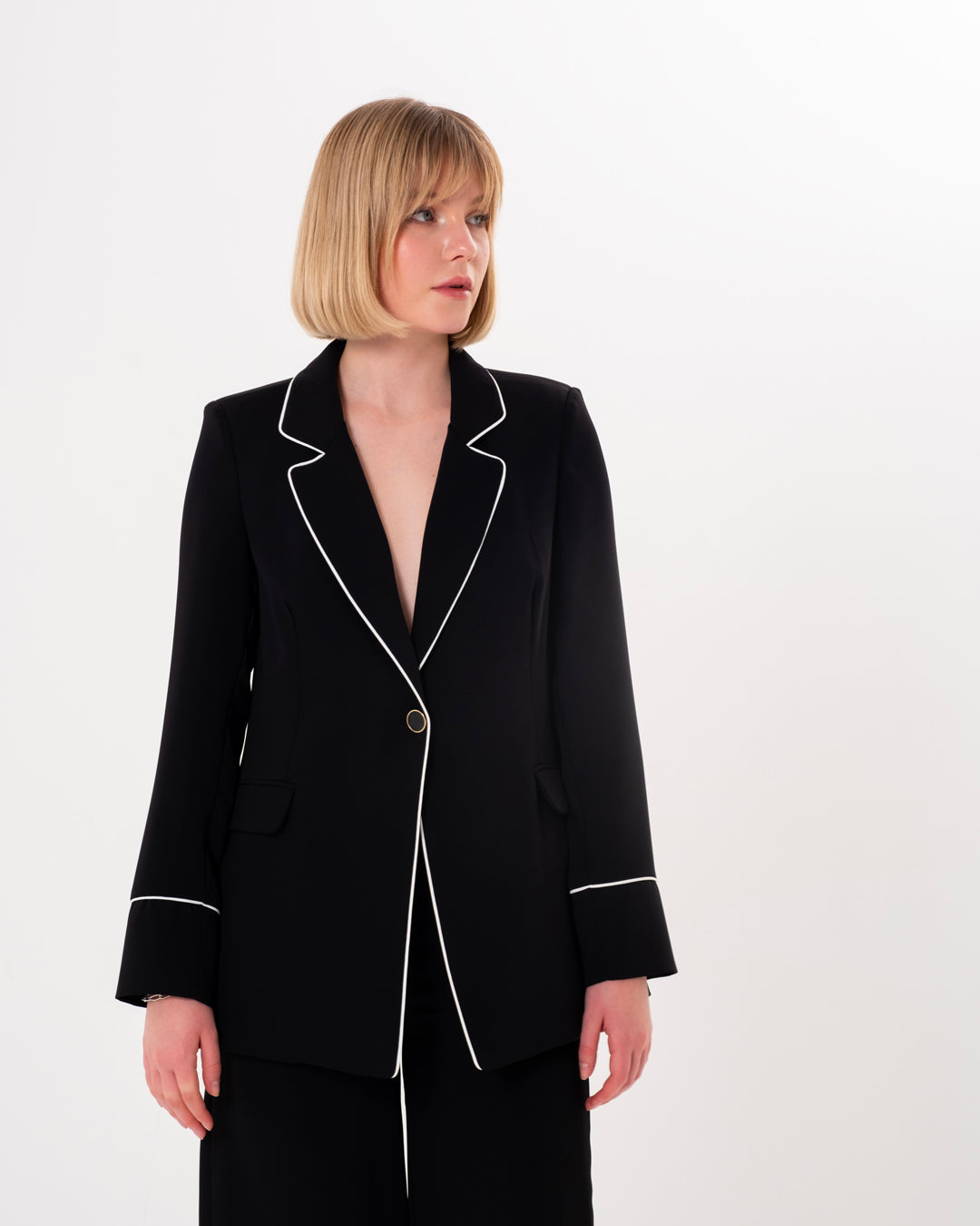 Şerit Detaylı Ceket - Beli Lastikli Pantolon Takım