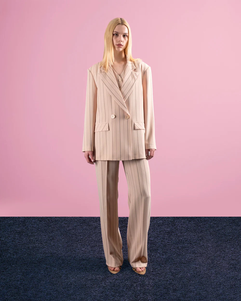 Elastic Waist Striped Trousers