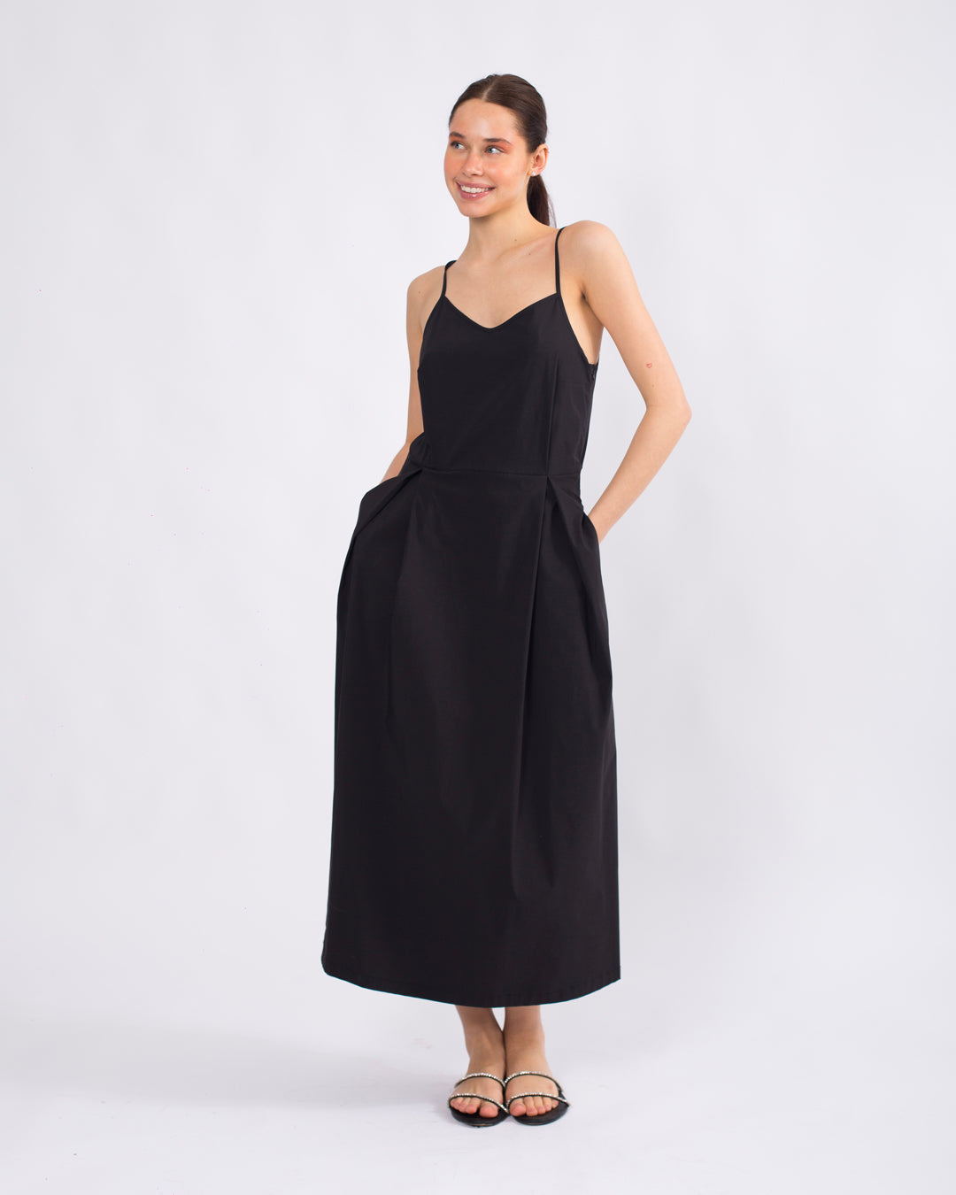 Yuvarlak Yaka, Merserize Crop Triko Bluz - Askılı Elbise