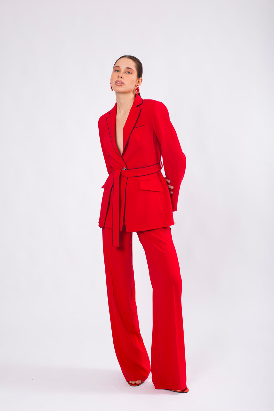 Cool Shine Beli Kuşaklı Siyah Şeritli Takım