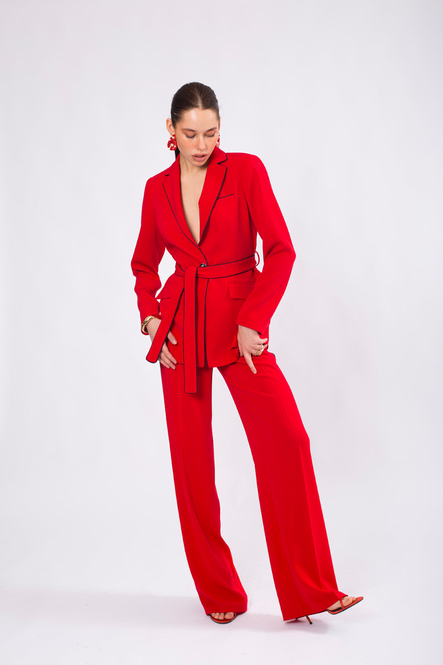 Cool Shine Beli Kuşaklı Siyah Şeritli Takım