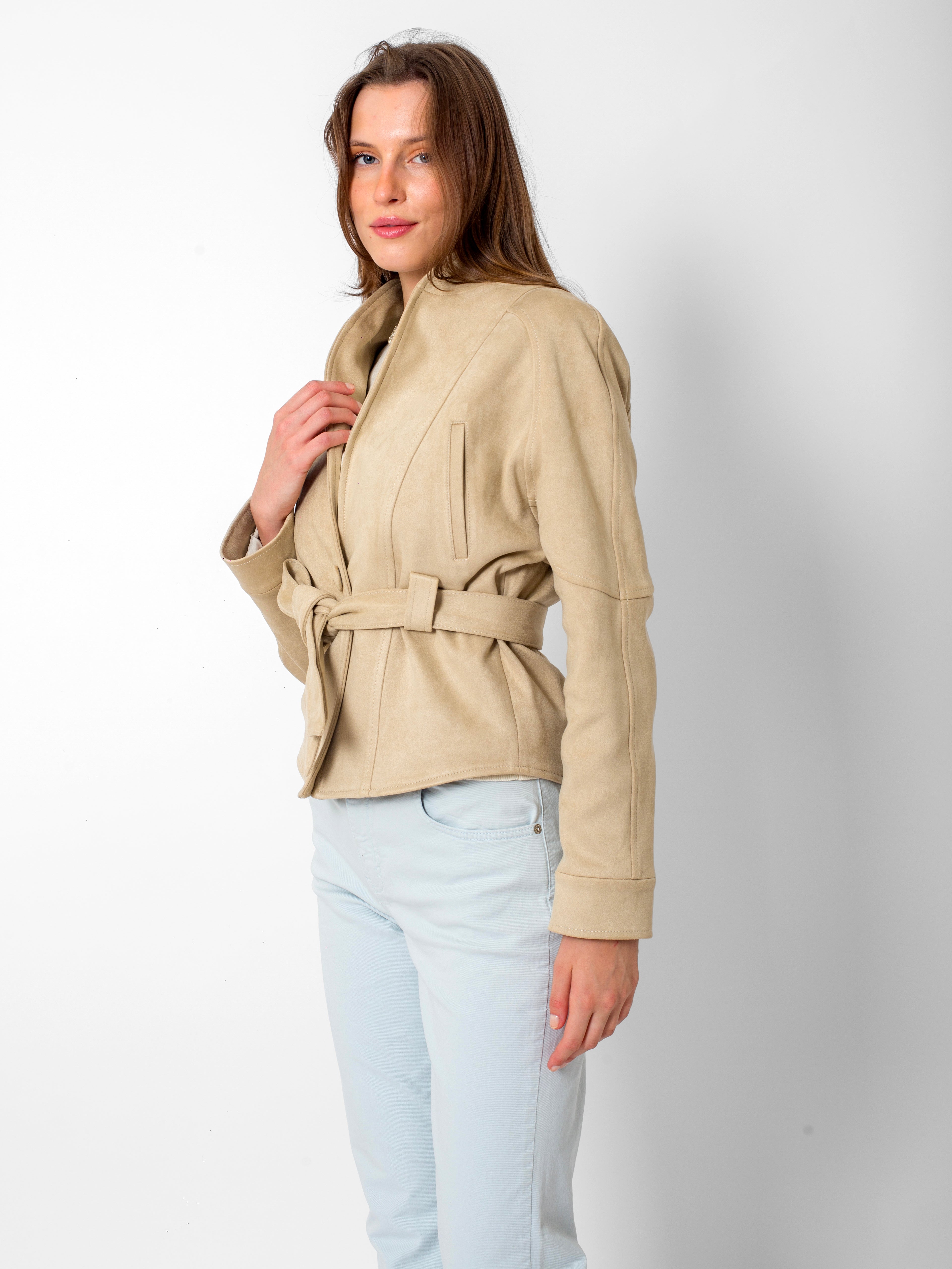 Cep Detaylı Önü Düğmeli Kalın Süet Ceket