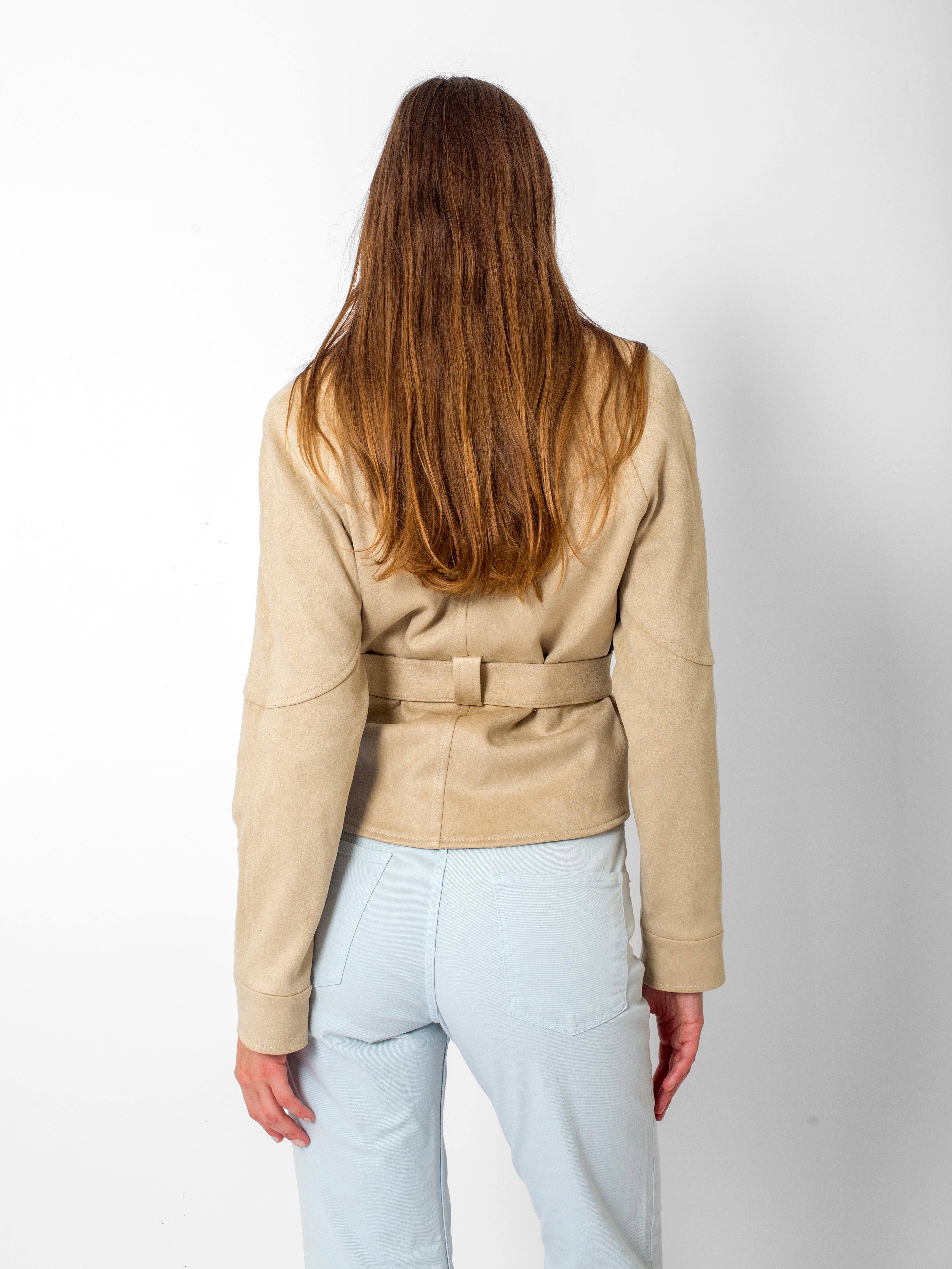 Cep Detaylı Önü Düğmeli Kalın Süet Ceket