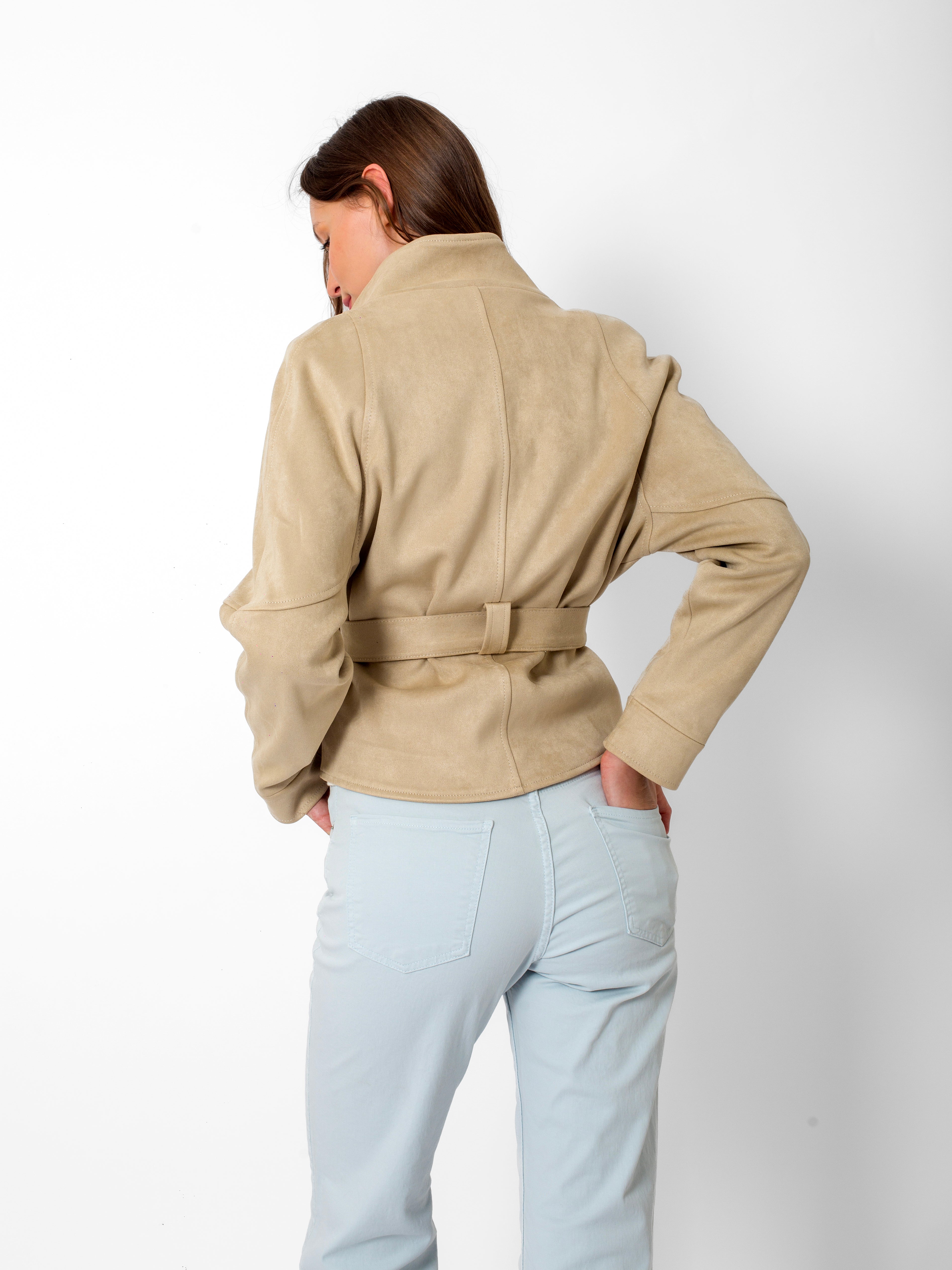 Cep Detaylı Önü Düğmeli Kalın Süet Ceket