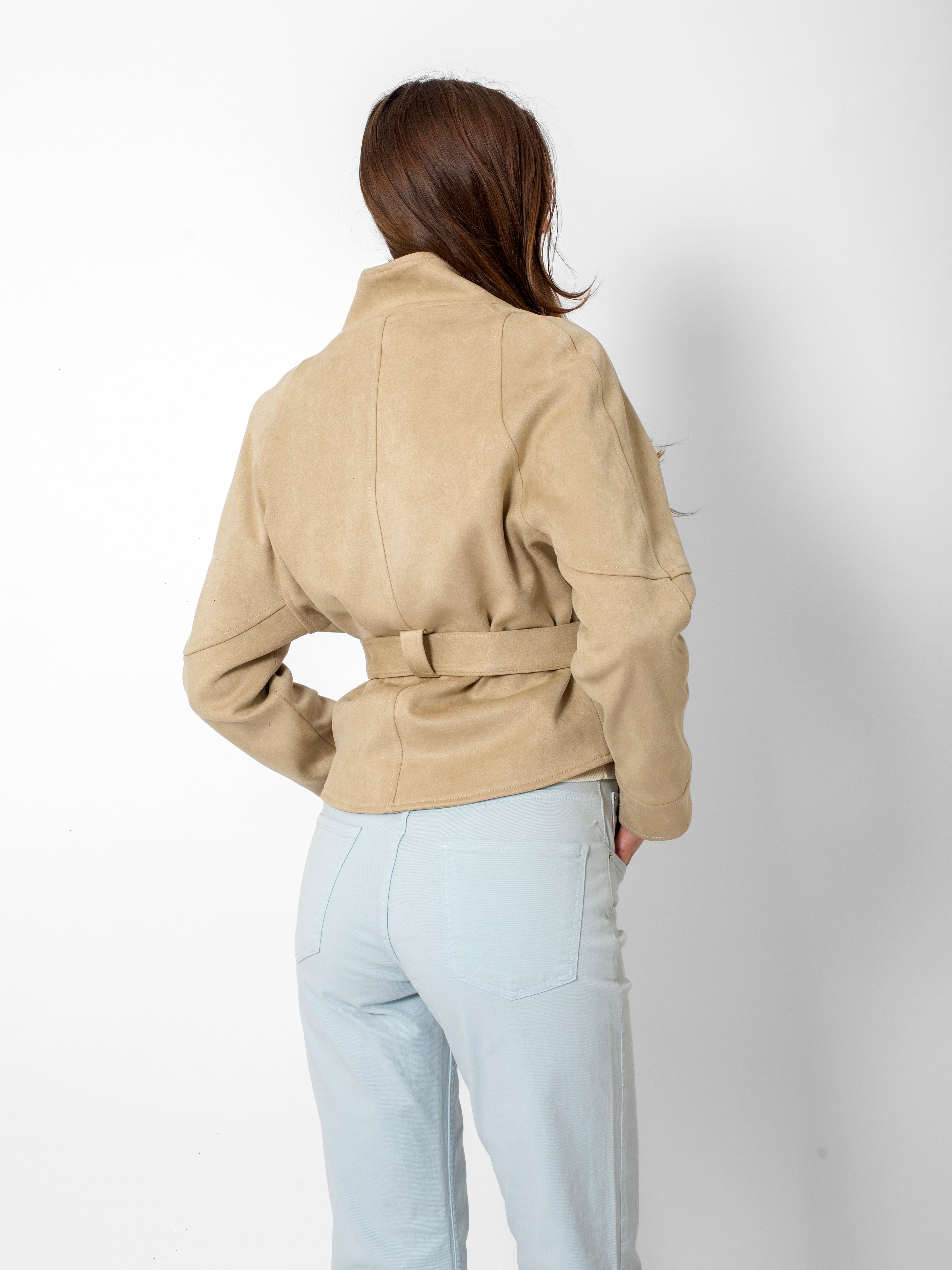 Cep Detaylı Önü Düğmeli Kalın Süet Ceket