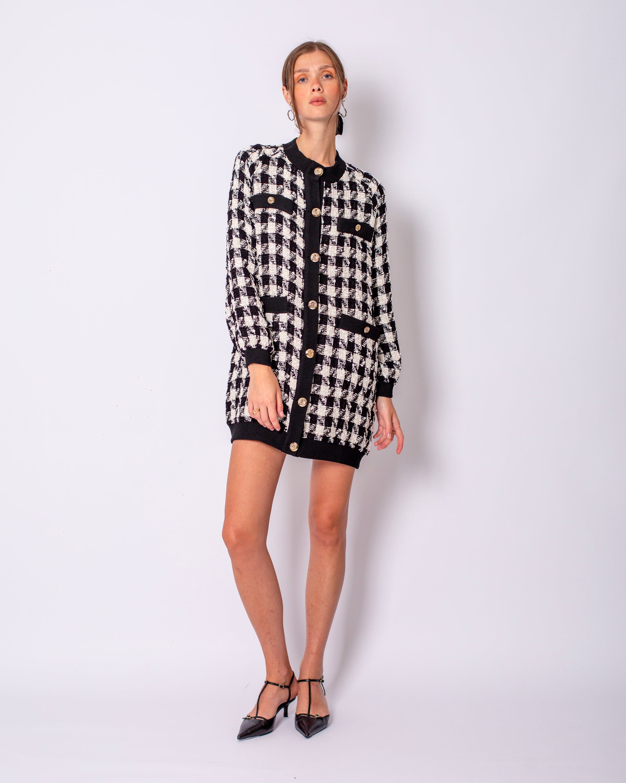 Düğme Detaylı Triko Uzun Hırka