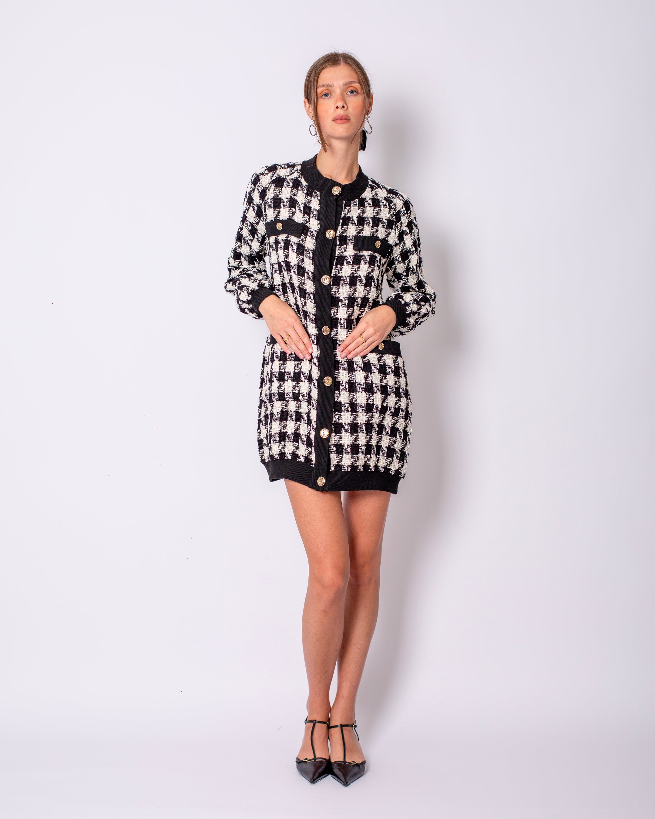 Düğme Detaylı Triko Uzun Hırka