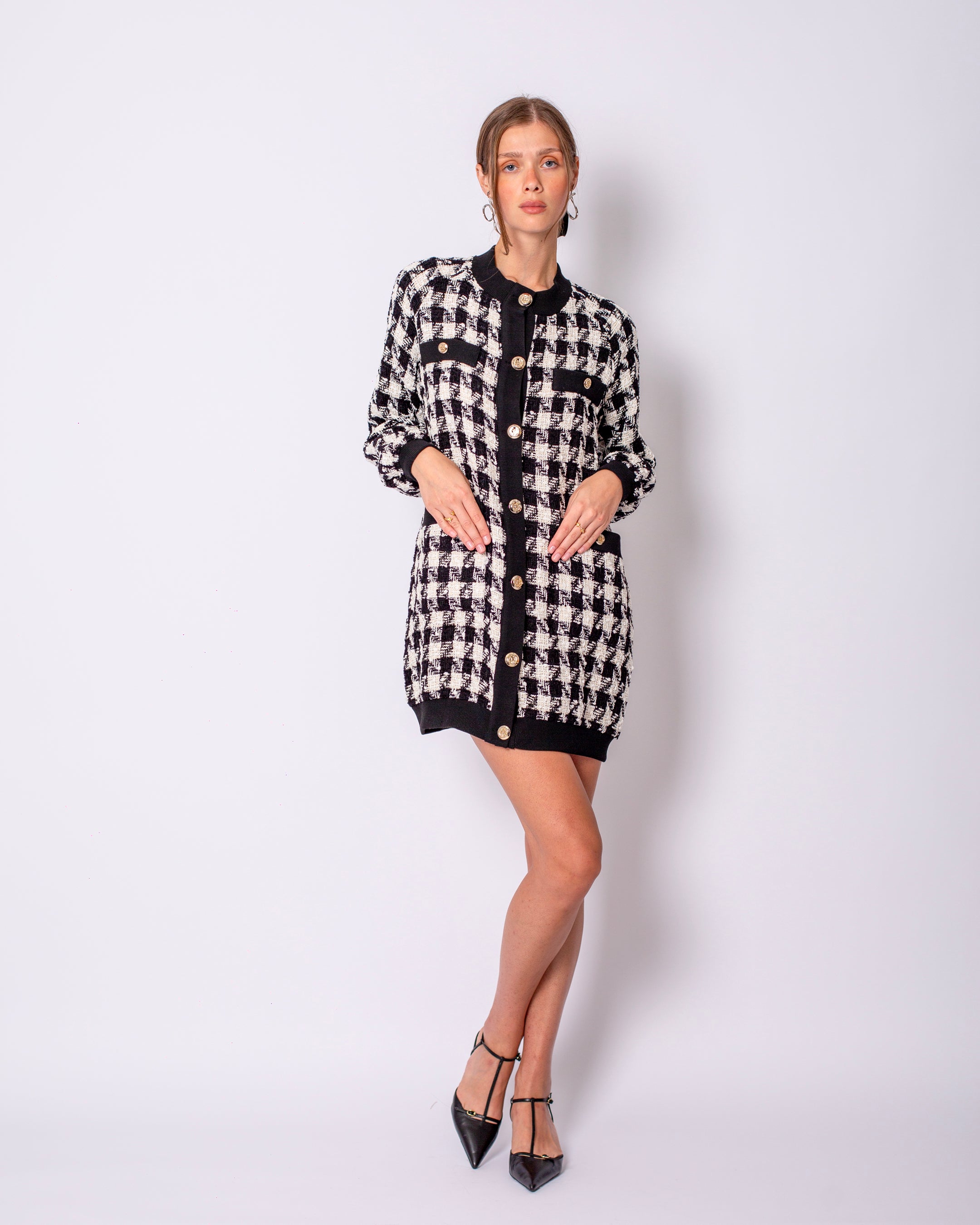 Düğme Detaylı Triko Uzun Hırka