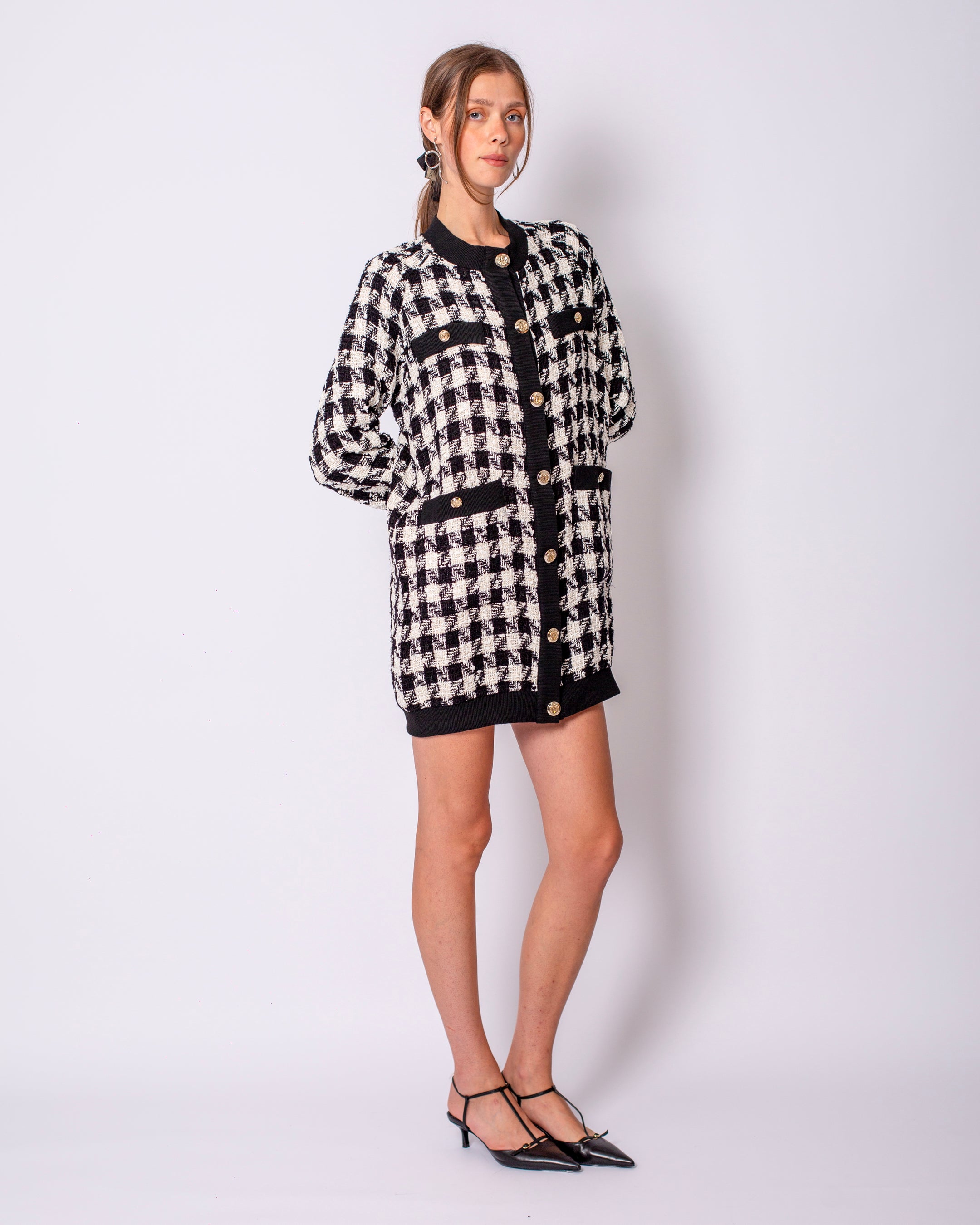 Düğme Detaylı Triko Uzun Hırka