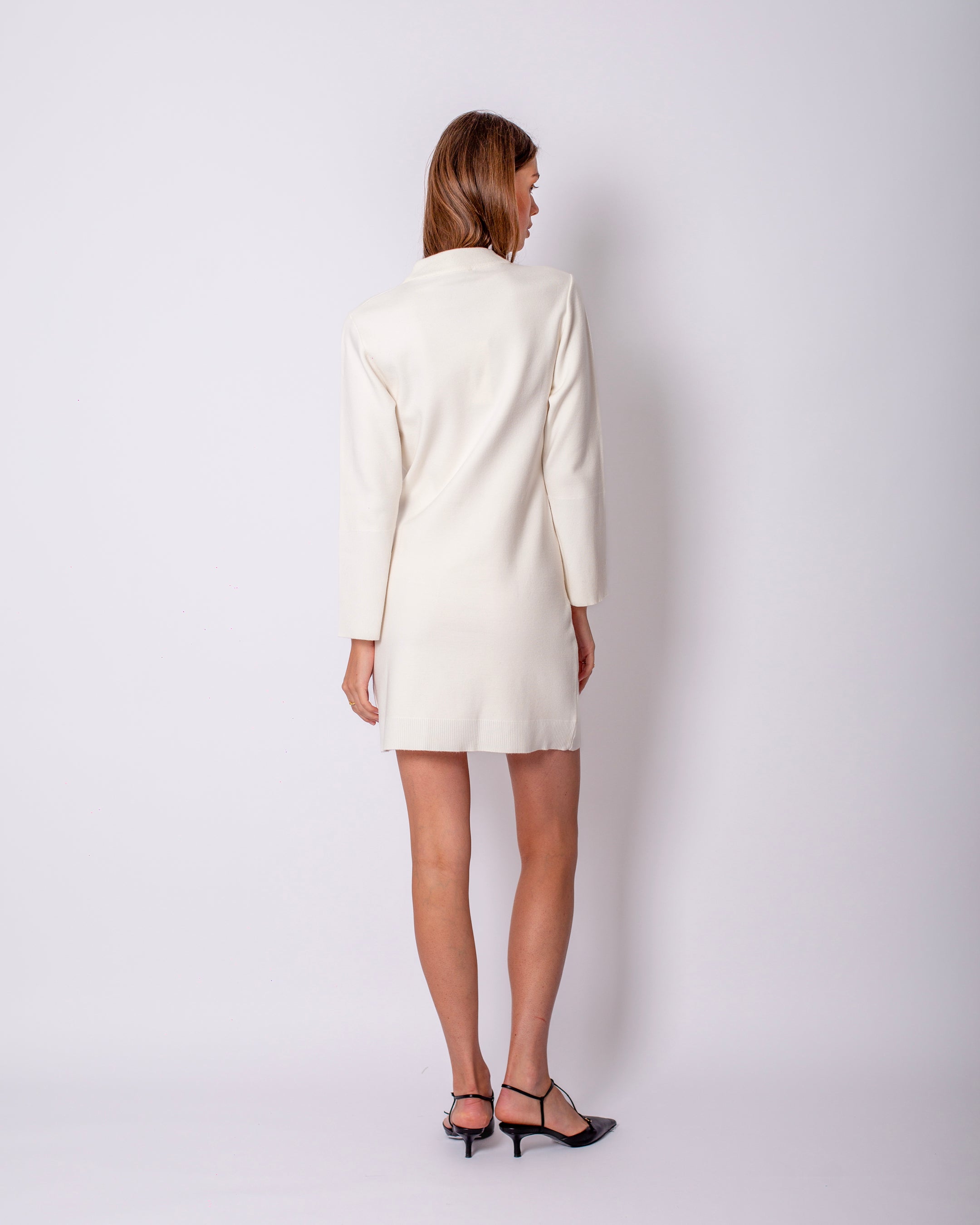 Düğme Detaylı Triko Elbise