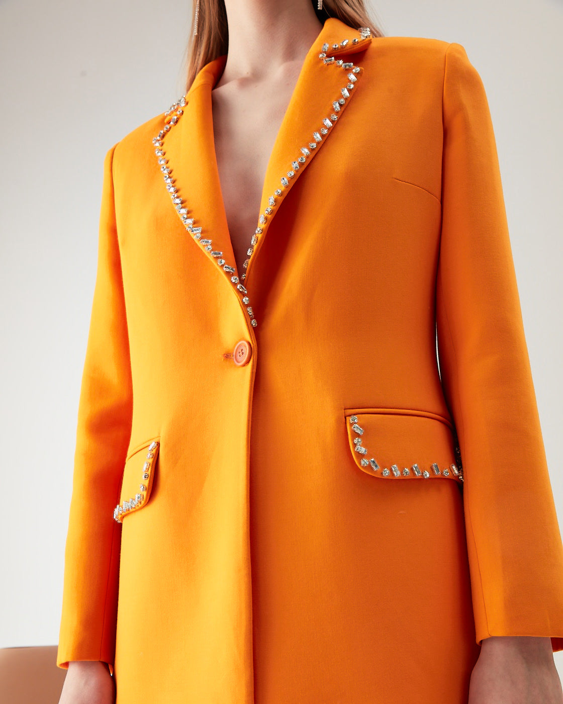 Yakası Ve Cepleri Taş Detaylı Ceket-Pantolon Takım