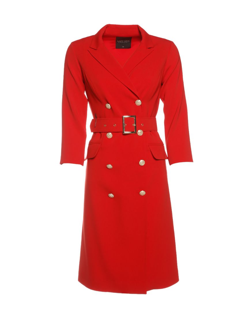 Safari Düğme Detay Uzun Elbise