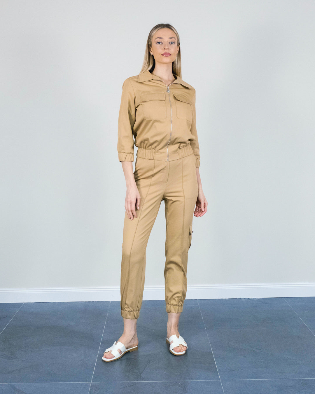 Cep Detay Fermuarlı Ceket-Pantolon Takım