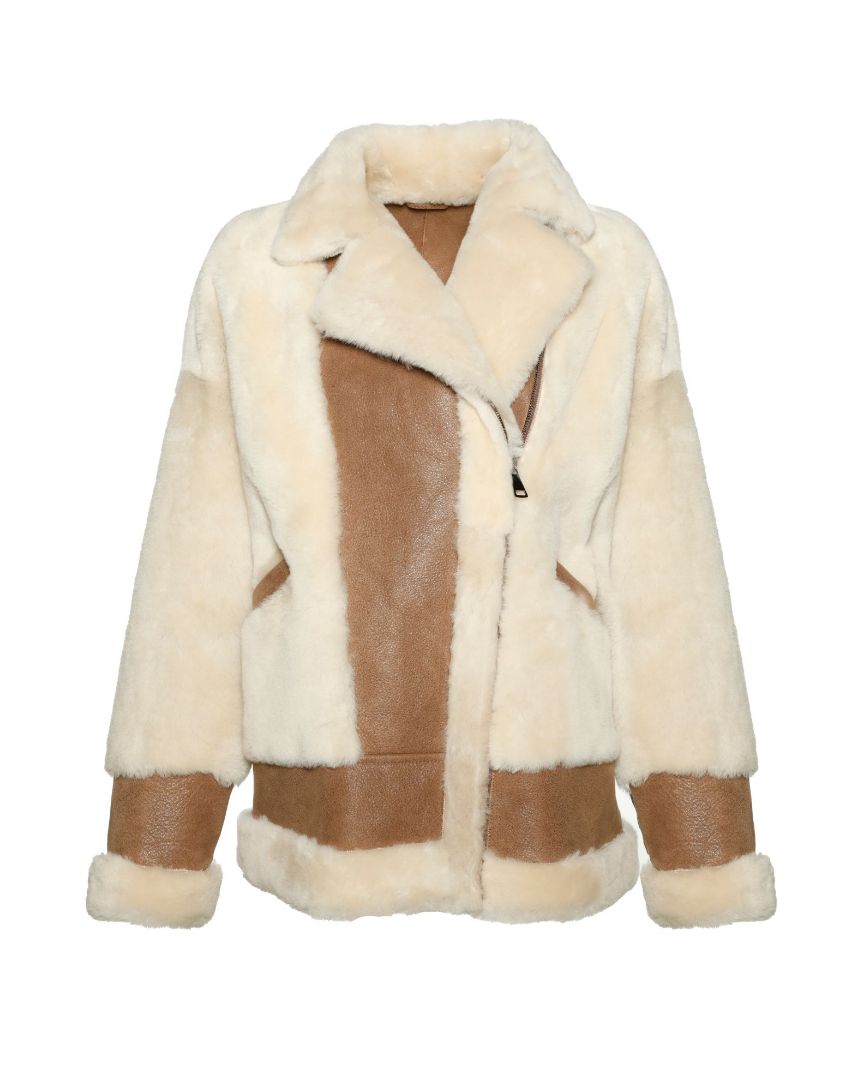 Shearling Deri Detaylı Mont