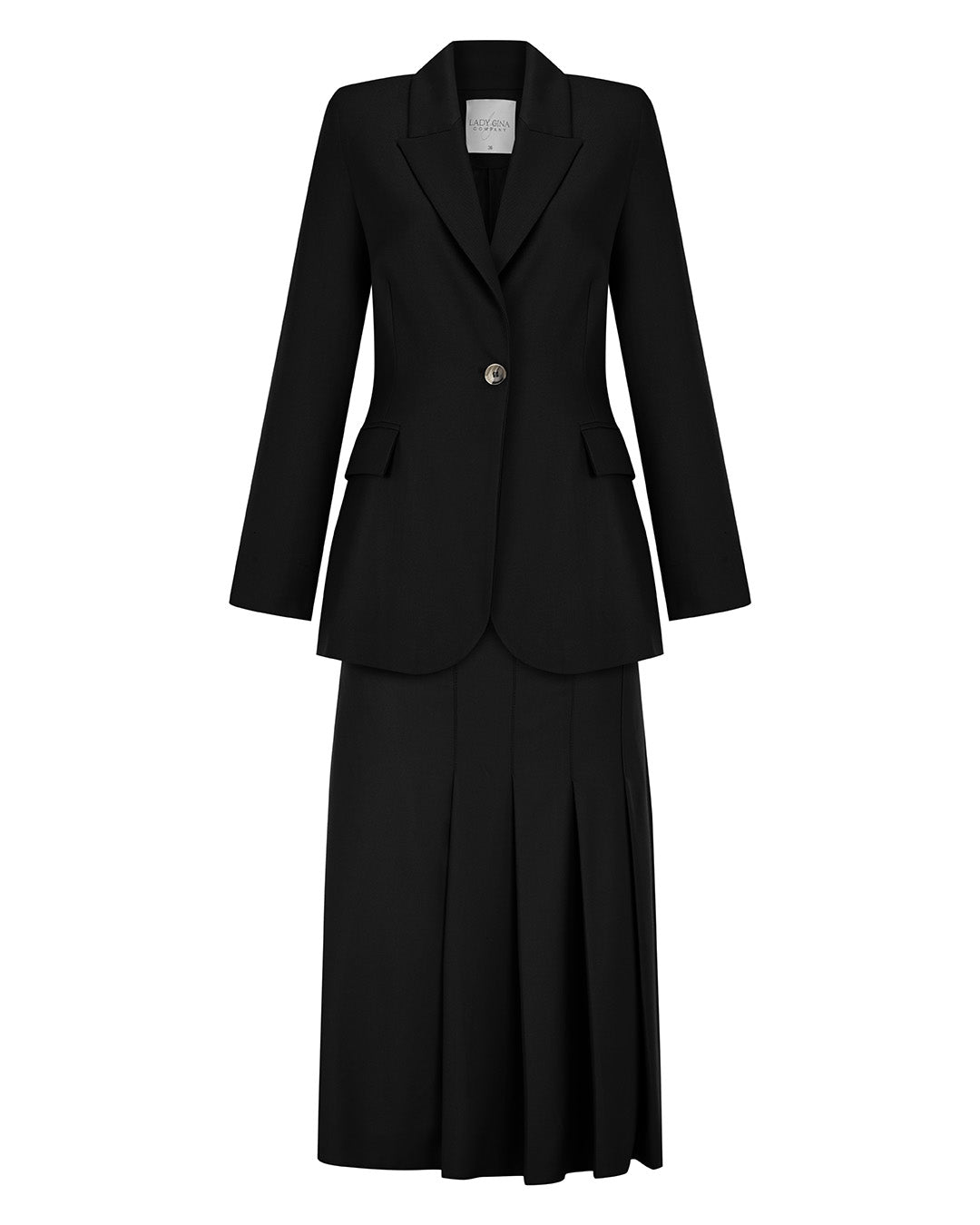 Double-Breasted Collar Button-Front Jacket - Long Skirt Suit