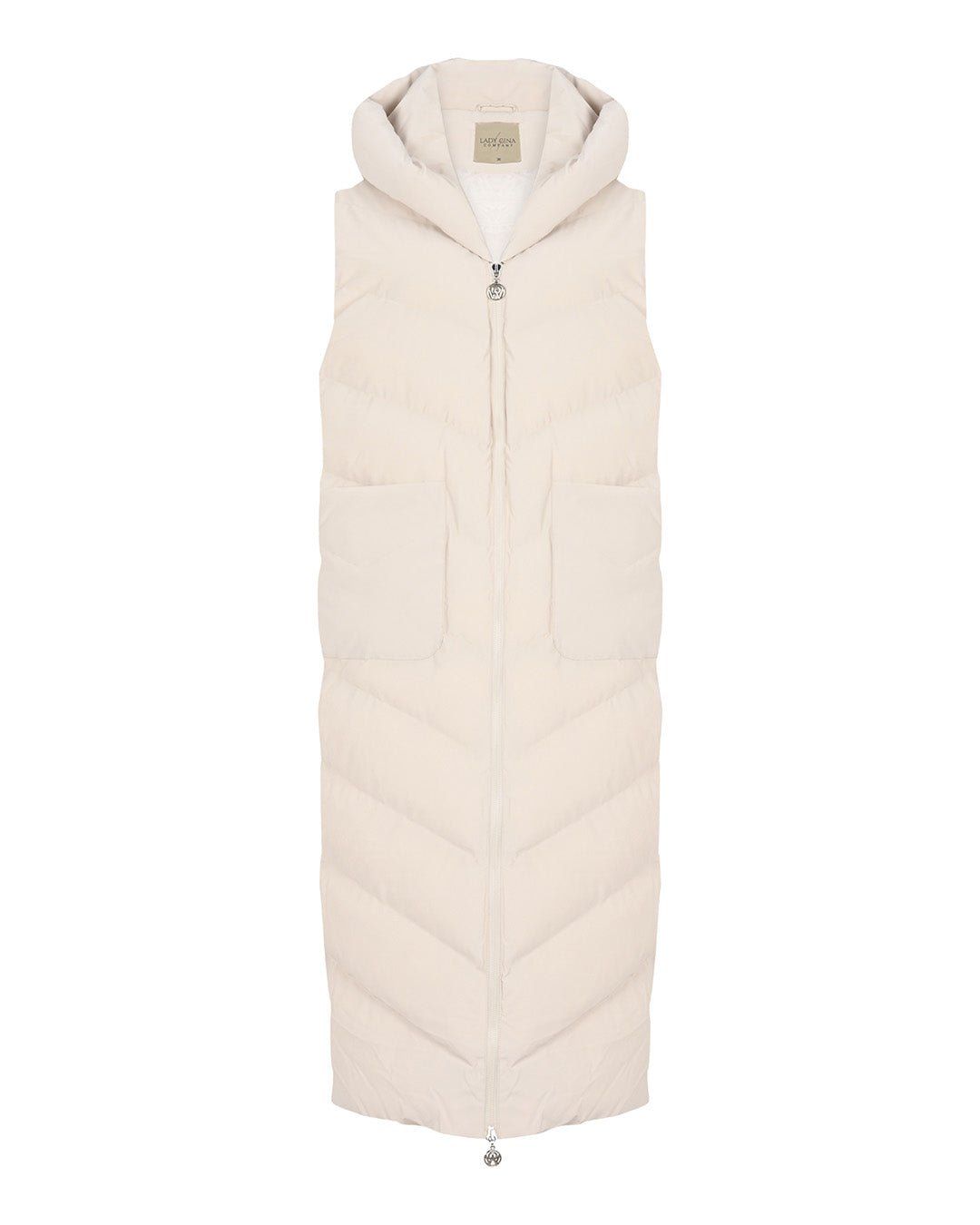 Hooded Long Puffer Vest with Zipper on the Front