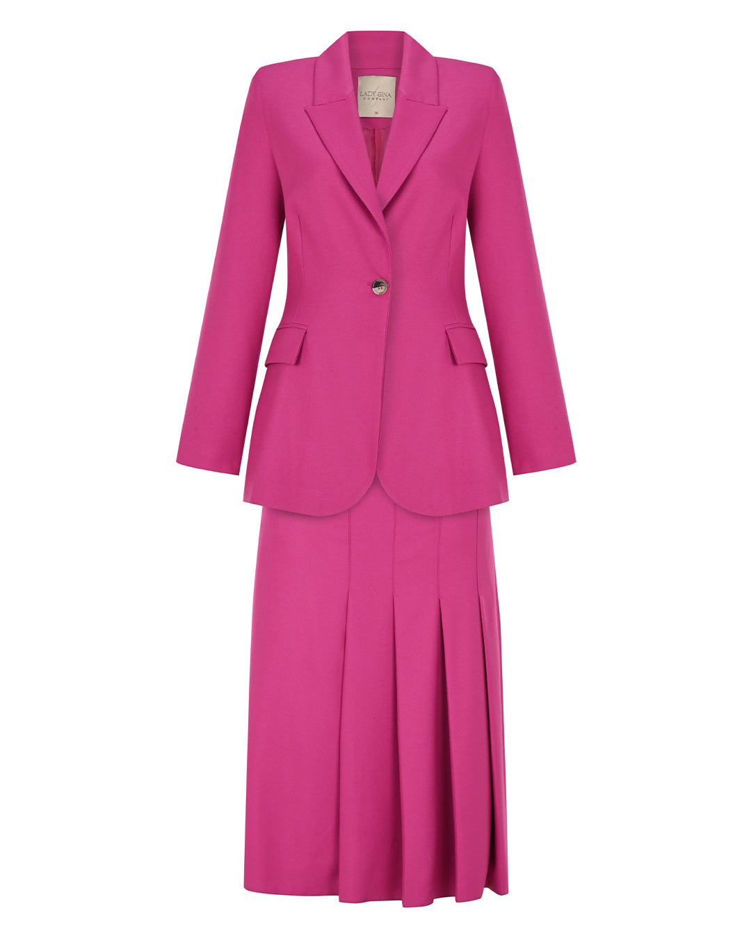 Double-Breasted Collar Button-Front Jacket - Long Skirt Suit