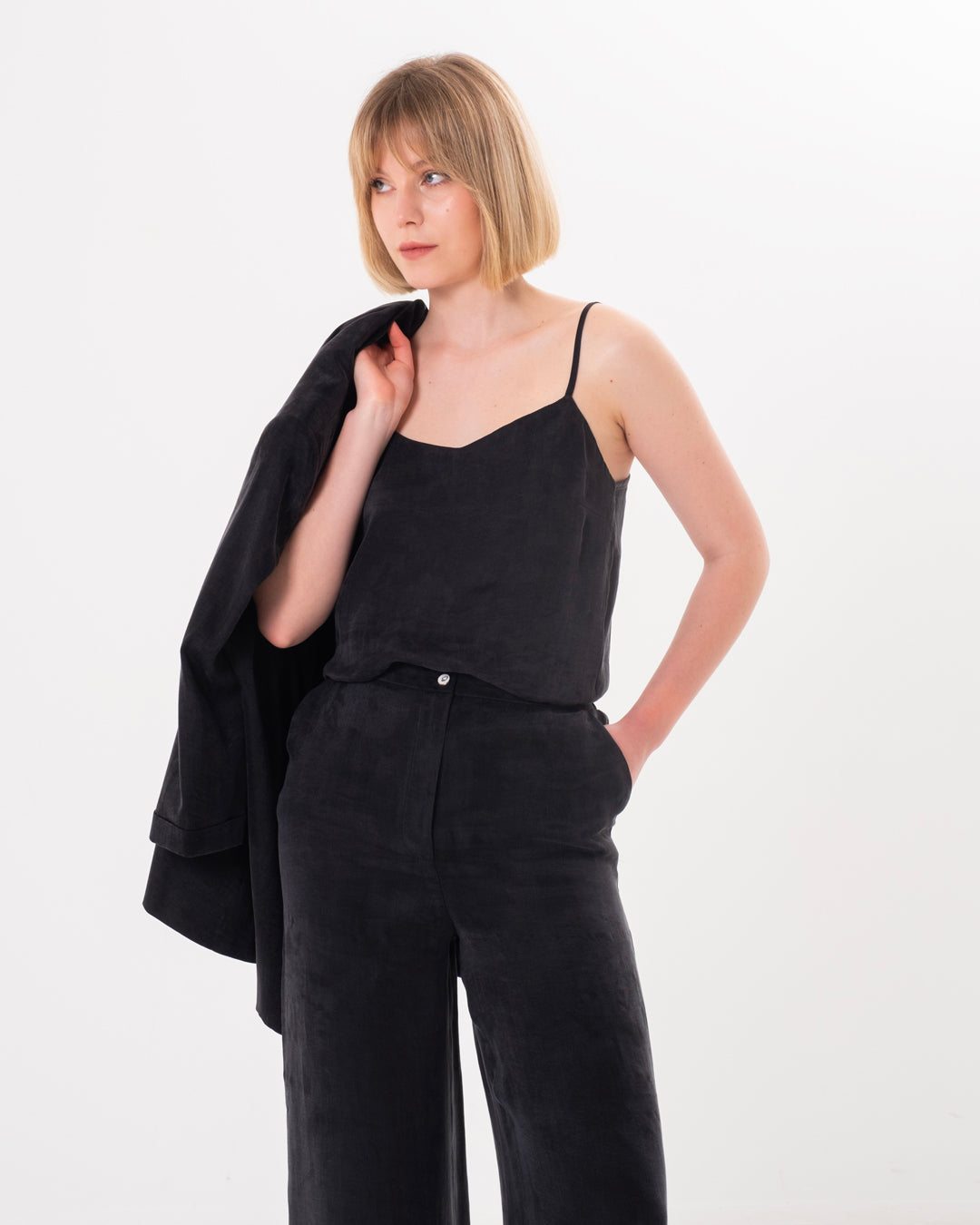 Belted Jacket-Athlete-Elastic Waist Trousers Set