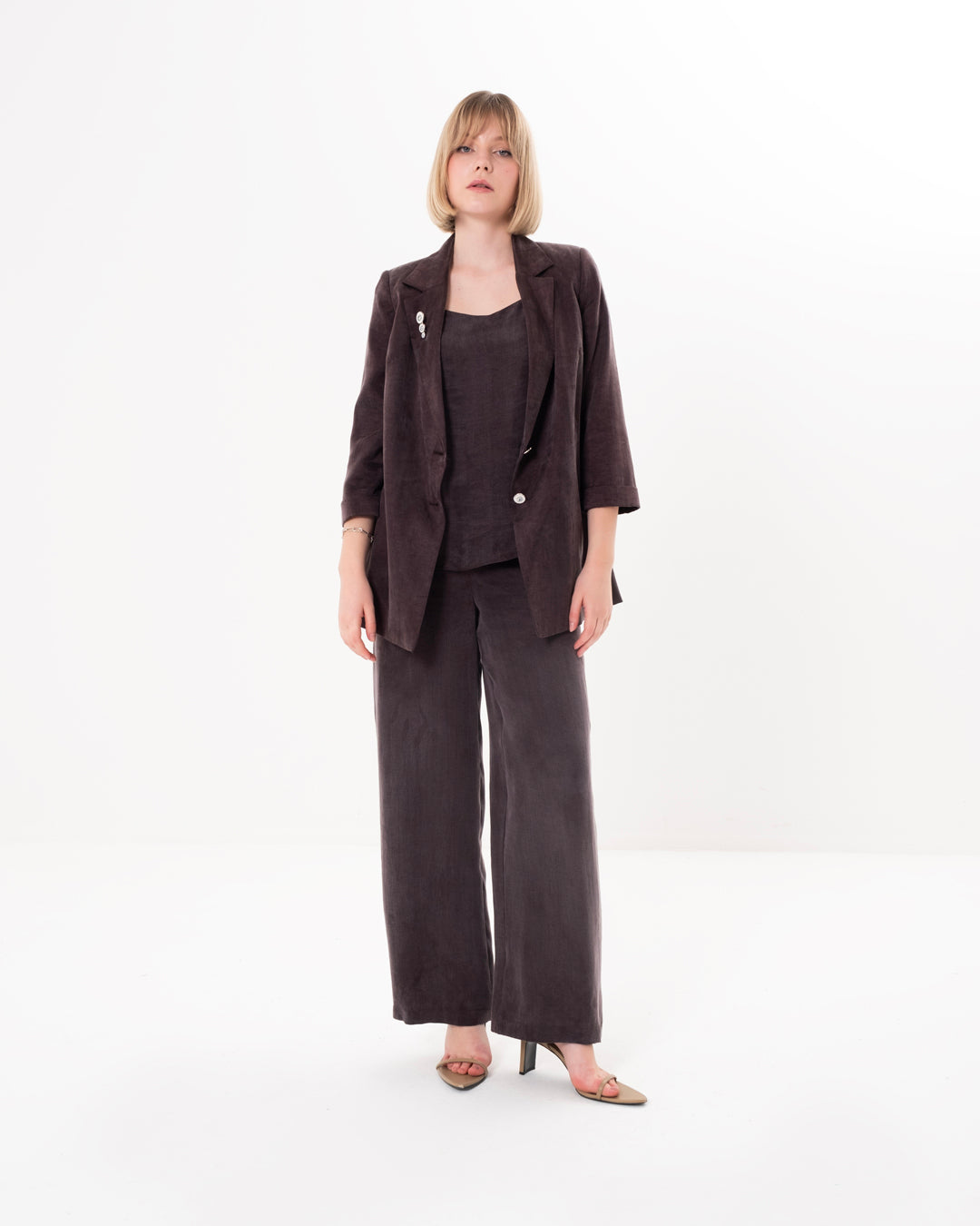 Belted Jacket-Athlete-Elastic Waist Trousers Set