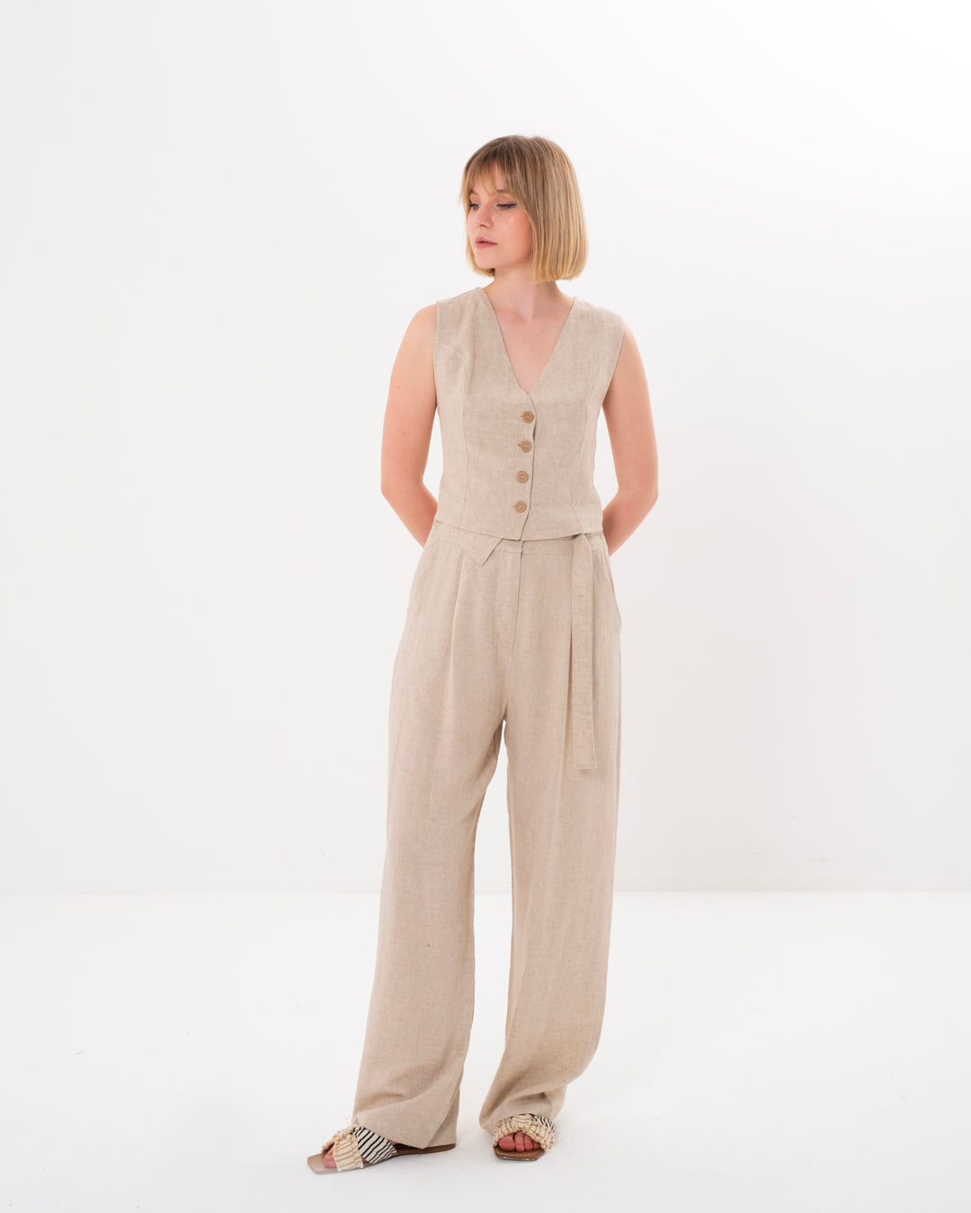 Button-Front Vest-Pants Set