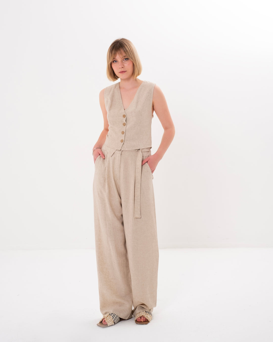 Button-Front Vest-Pants Set