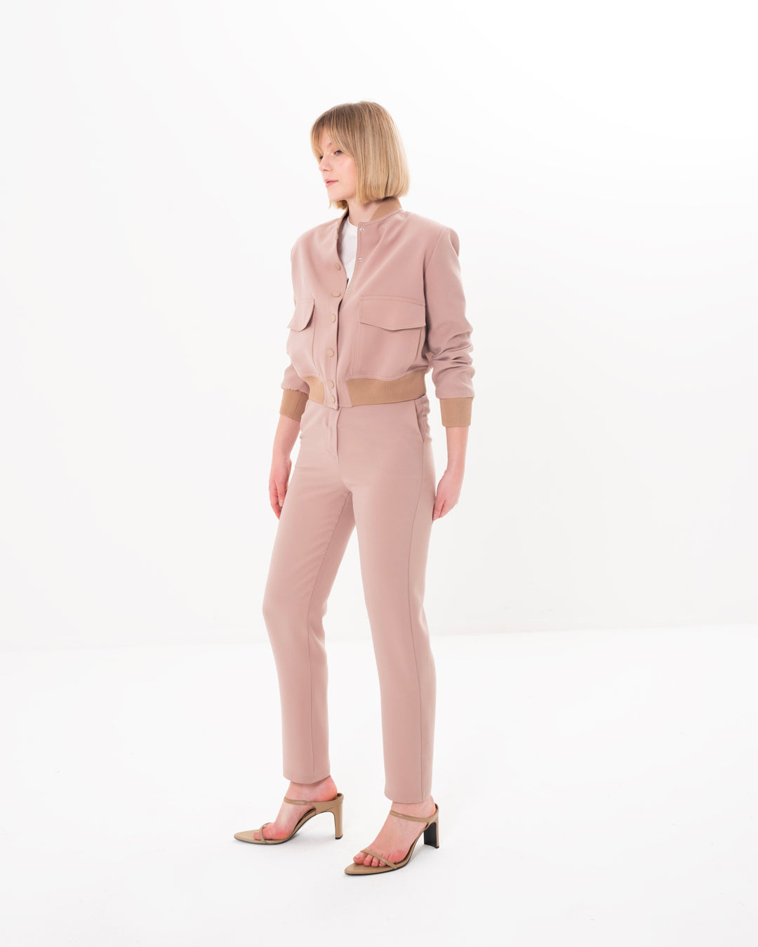 Jacket-Trousers Set with Elasticated Collar, Sleeves and Waist