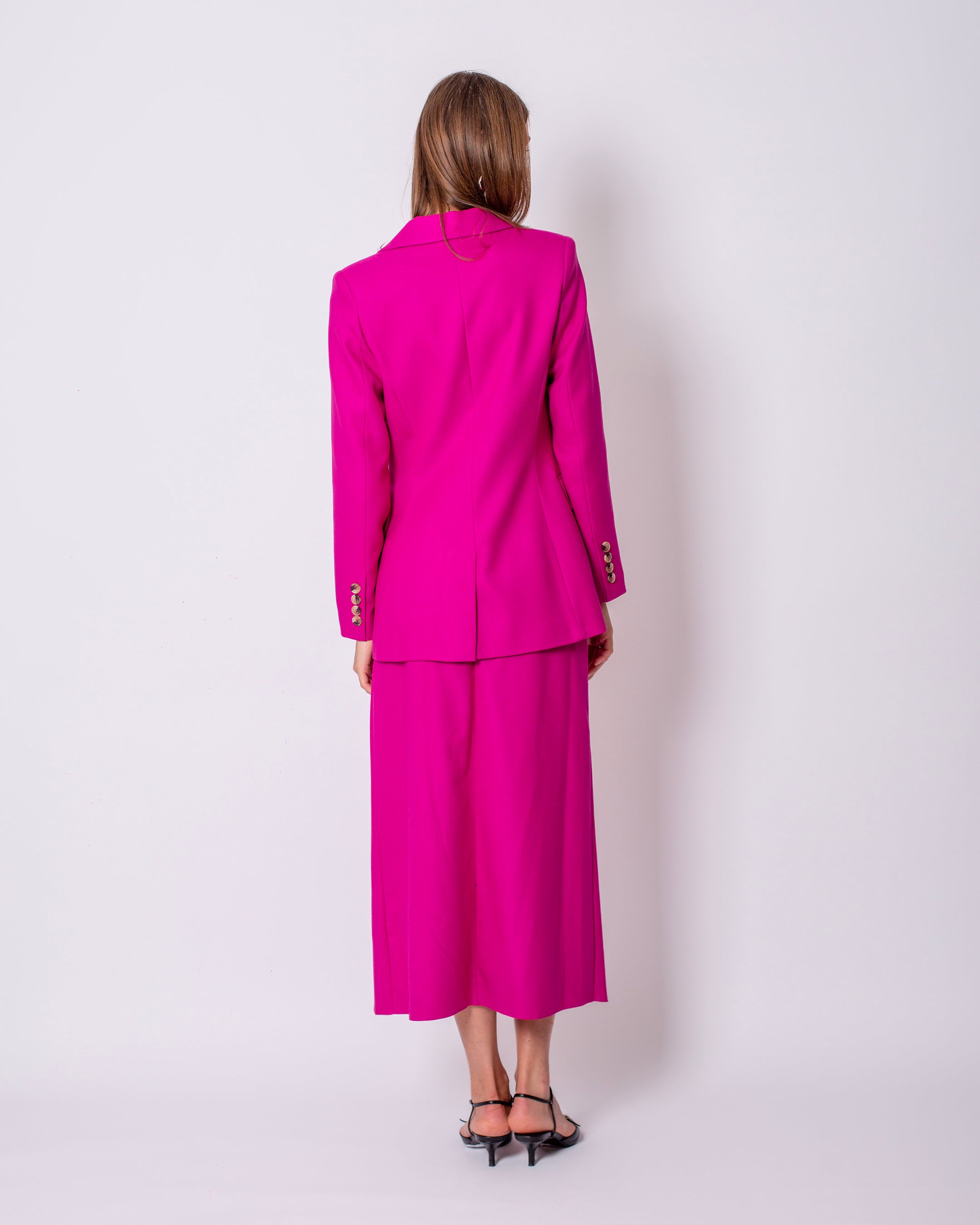 Double-Breasted Collar Button-Front Jacket - Long Skirt Suit