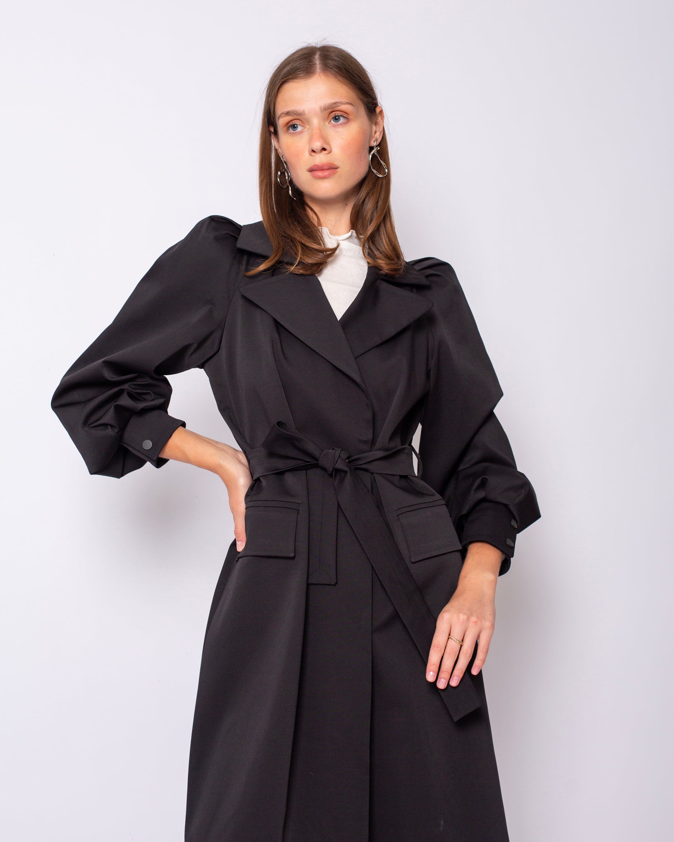 Romantic Ruffled Shoulder Trench Coat