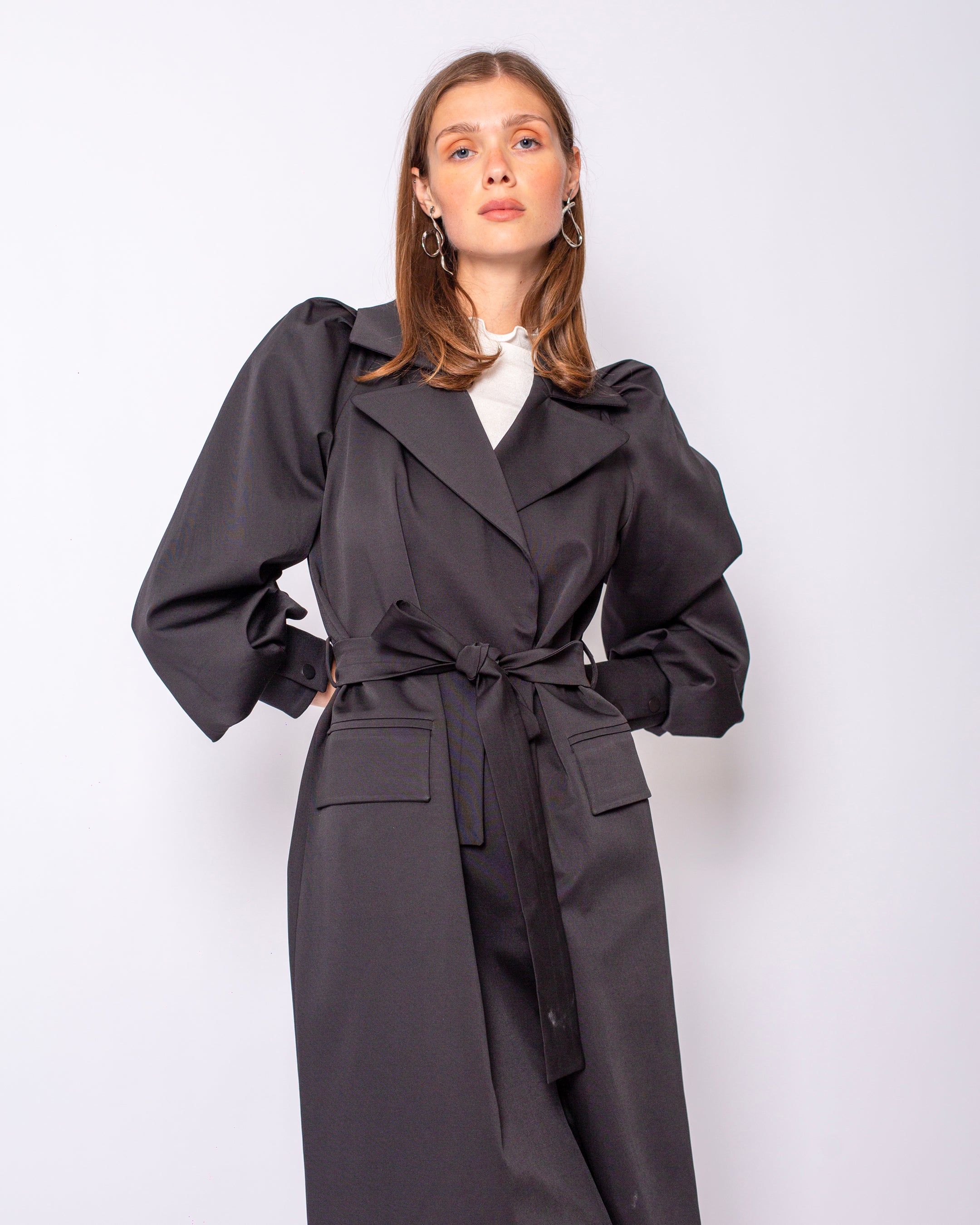 Romantic Ruffled Shoulder Trench Coat